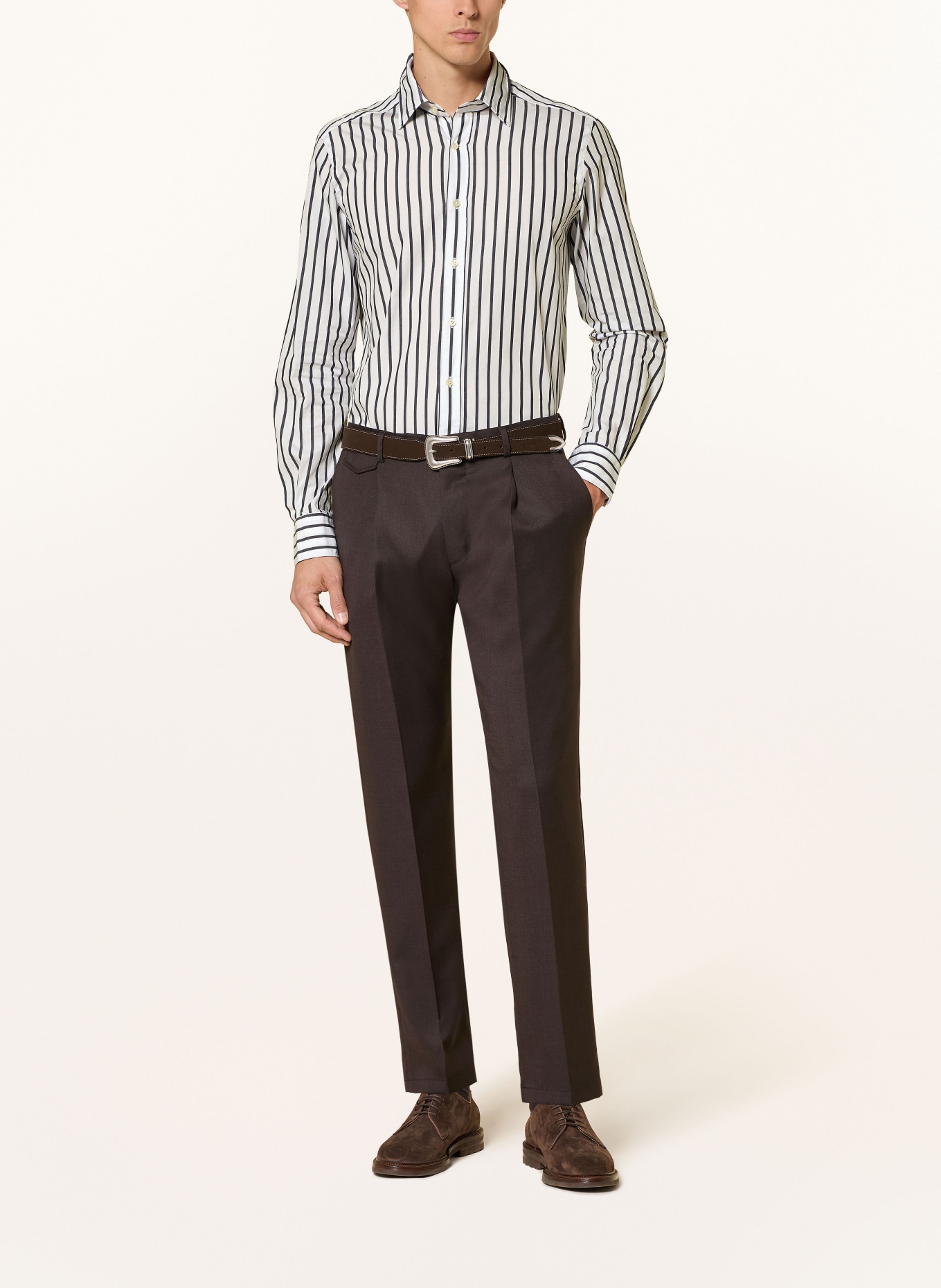 windsor. Hemd LAPO-W Shaped Fit: WEISS / DUNKELBLAU