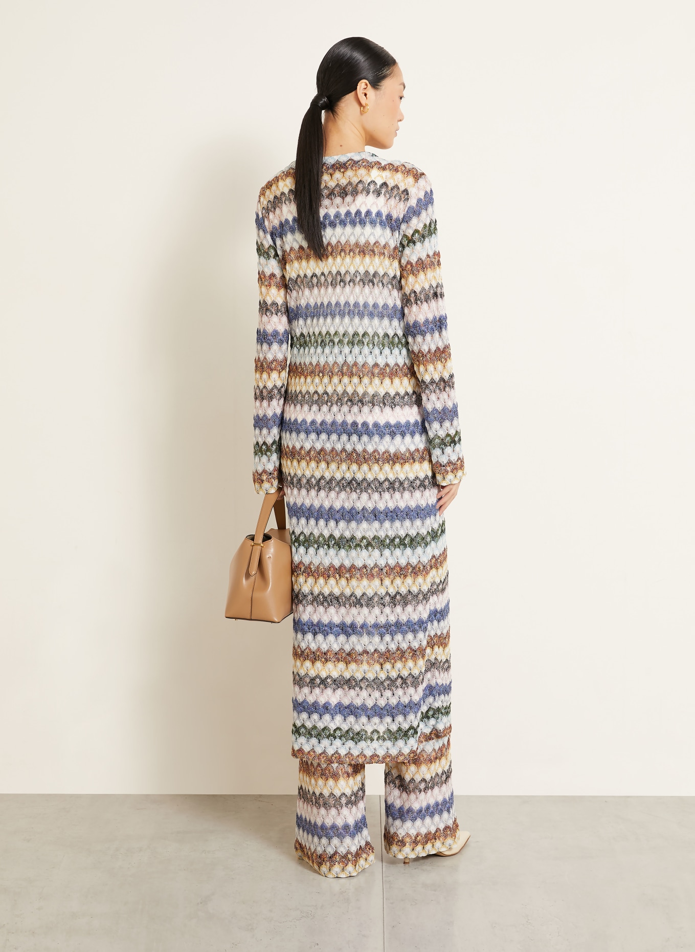MISSONI Strickhülle mit Glitzergarn: WEISS / BRAUN / BLAU