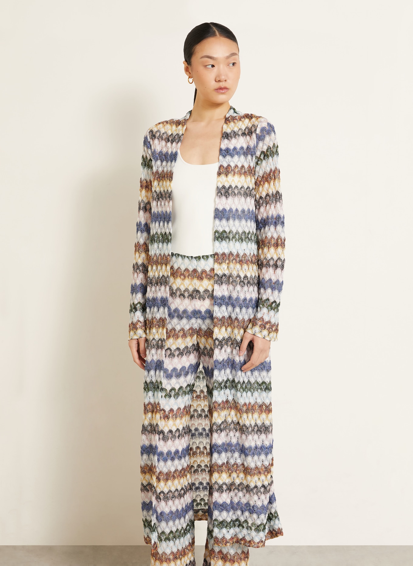 MISSONI Strickhülle mit Glitzergarn: WEISS / BRAUN / BLAU