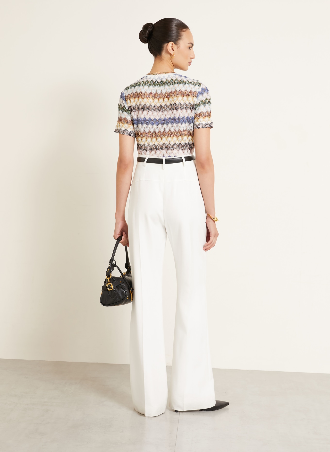 MISSONI Strickshirt mit Glitzergarn: CREME / DUNKELGRÜN / BLAU