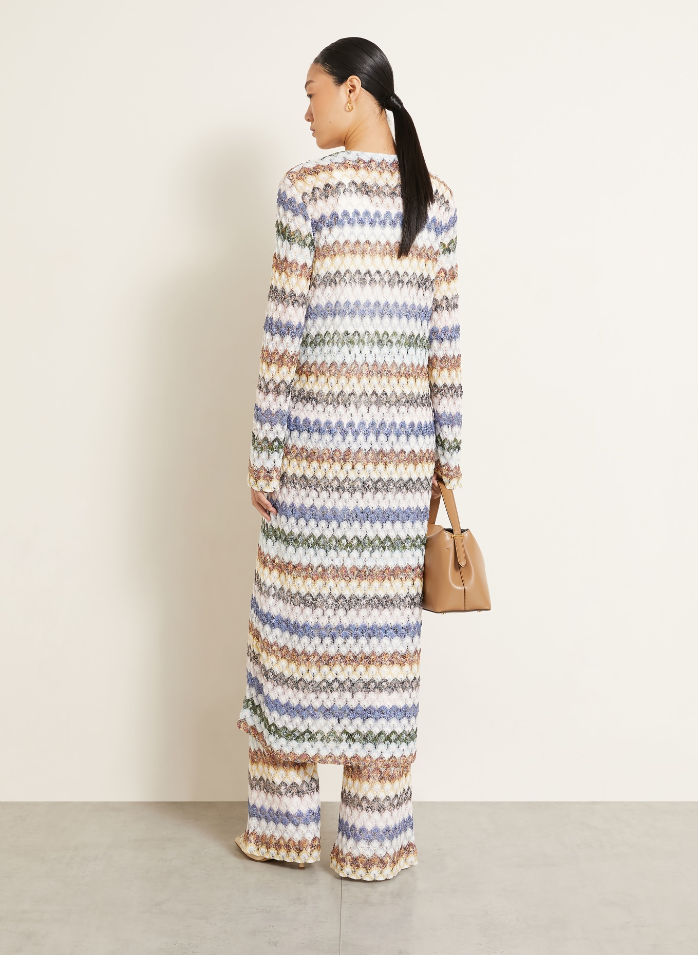 MISSONI Strickhose mit Glitzergarn: WEISS / BRAUN / BLAU
