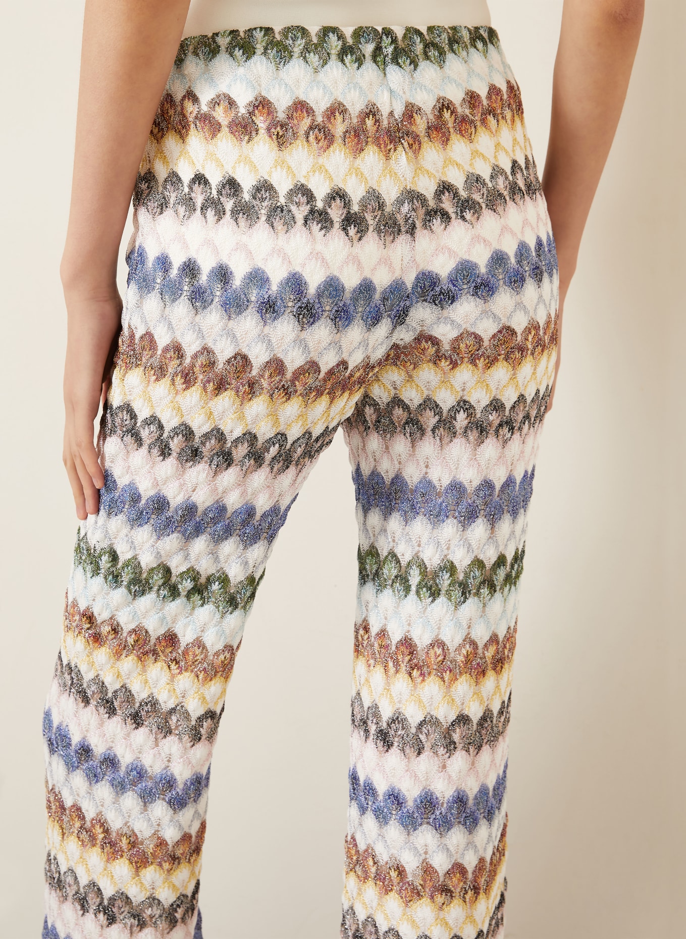 MISSONI Strickhose mit Glitzergarn: WEISS / BRAUN / BLAU