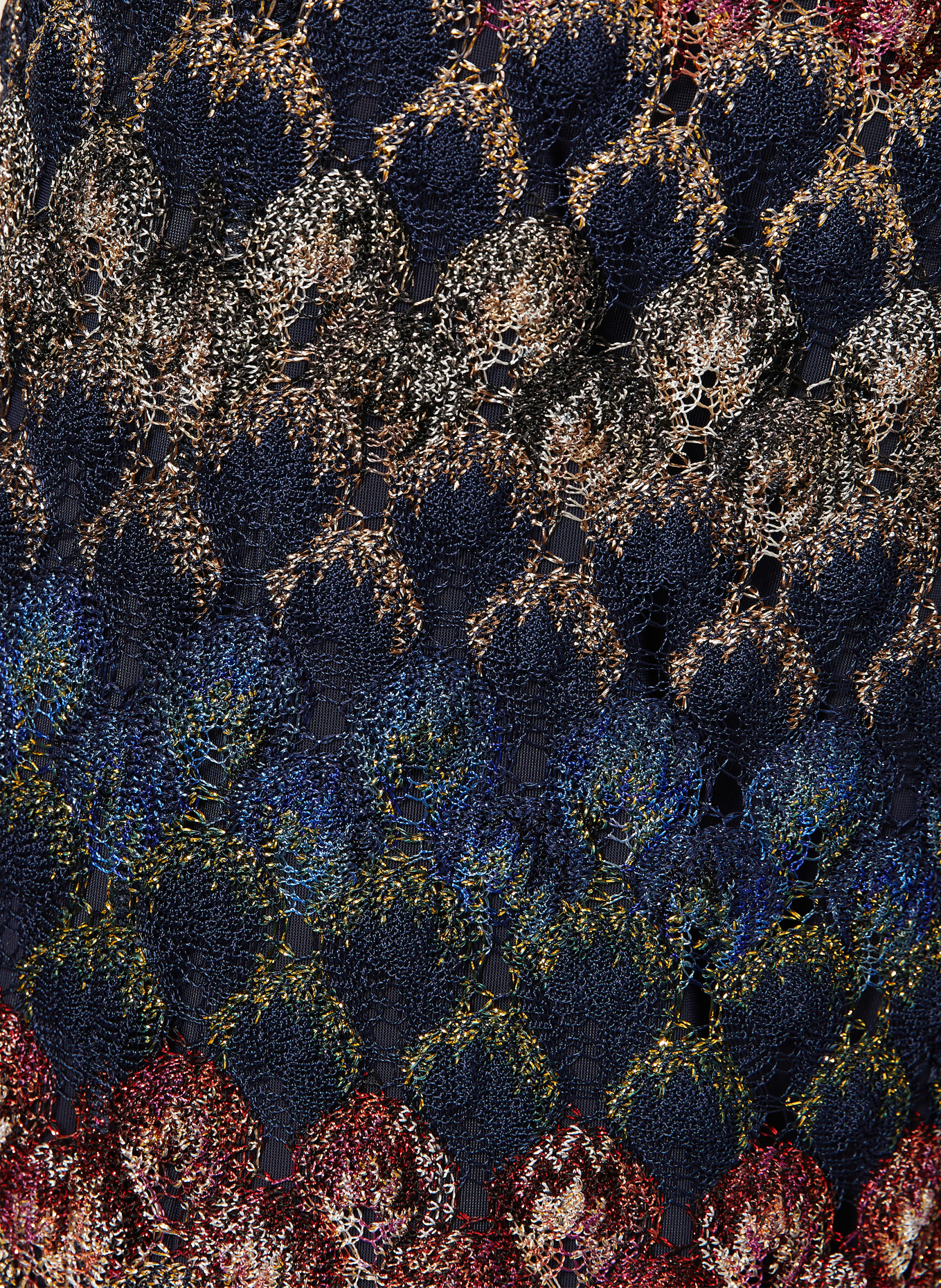 MISSONI Stickade byxor med glittergarn: MÖRKBLÅ / RÖD / GRÖN