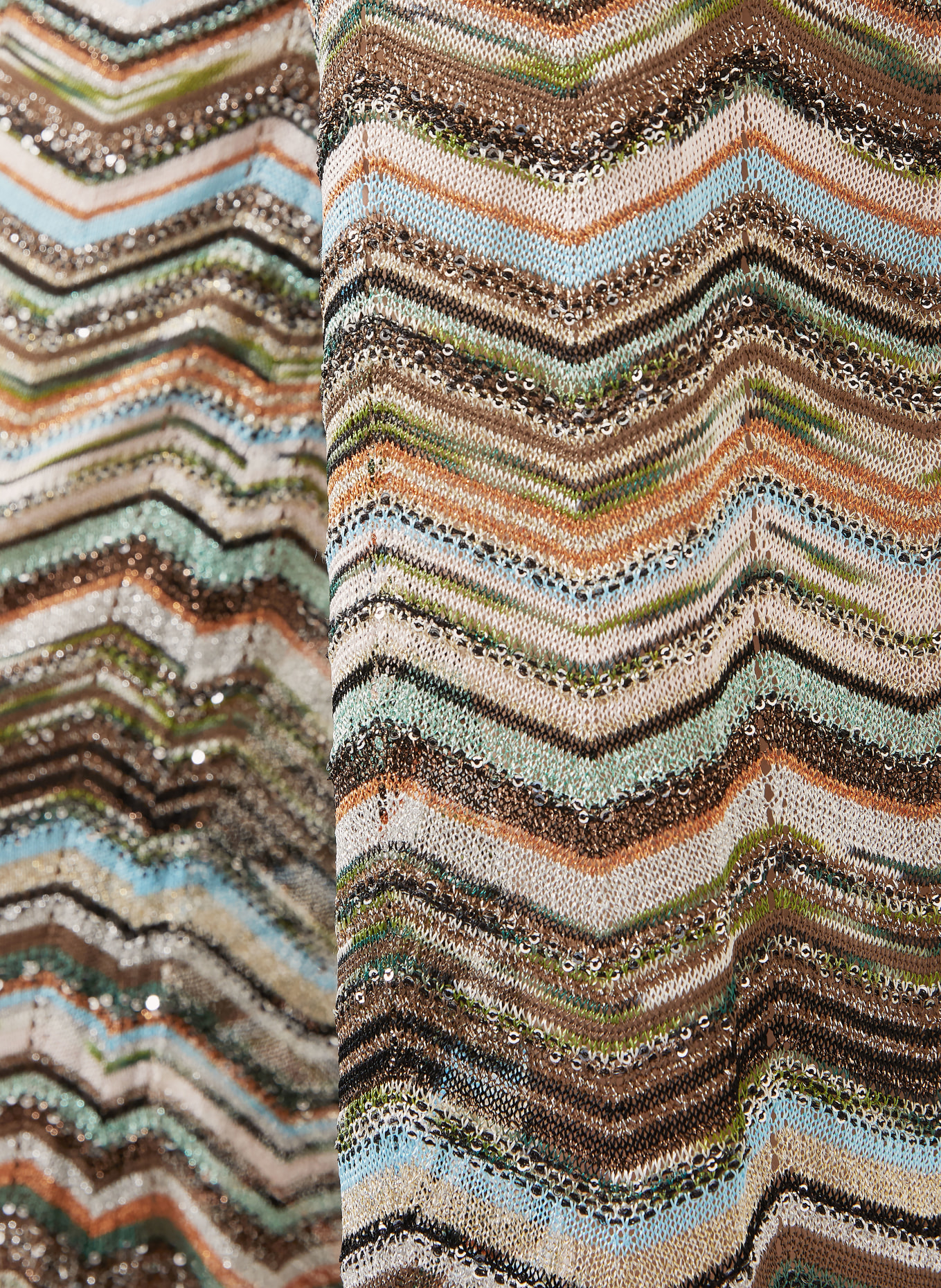 MISSONI Strickhose mit Glitzergarn und Pailletten: DUNKELBRAUN / ORANGE / TÜRKIS