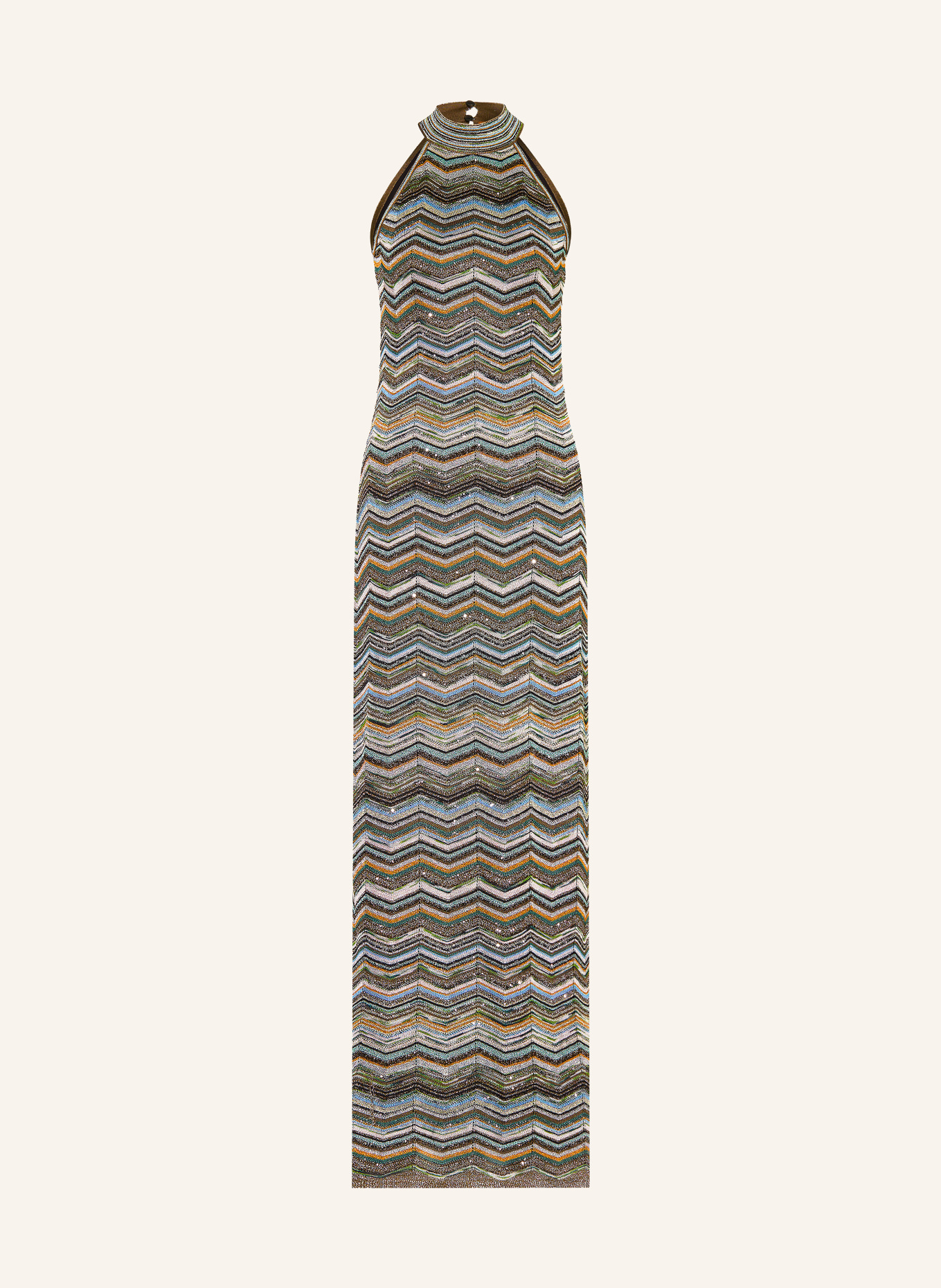 MISSONI Robe en maille avec fil pailleté et paillettes: MARRON FONCÉ / ORANGE / TURQUOISE