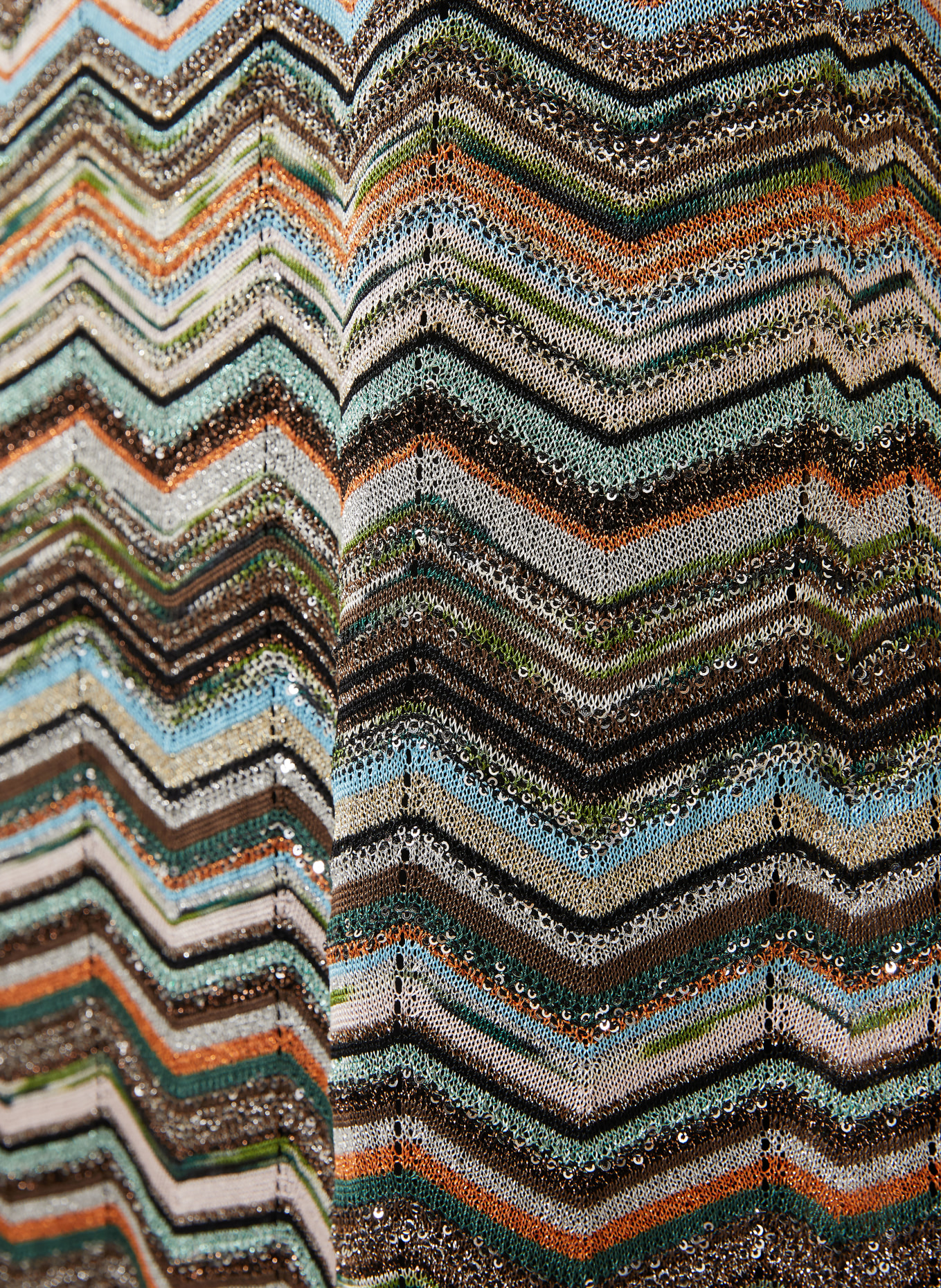 MISSONI Robe en maille avec fil pailleté et paillettes: MARRON FONCÉ / ORANGE / TURQUOISE