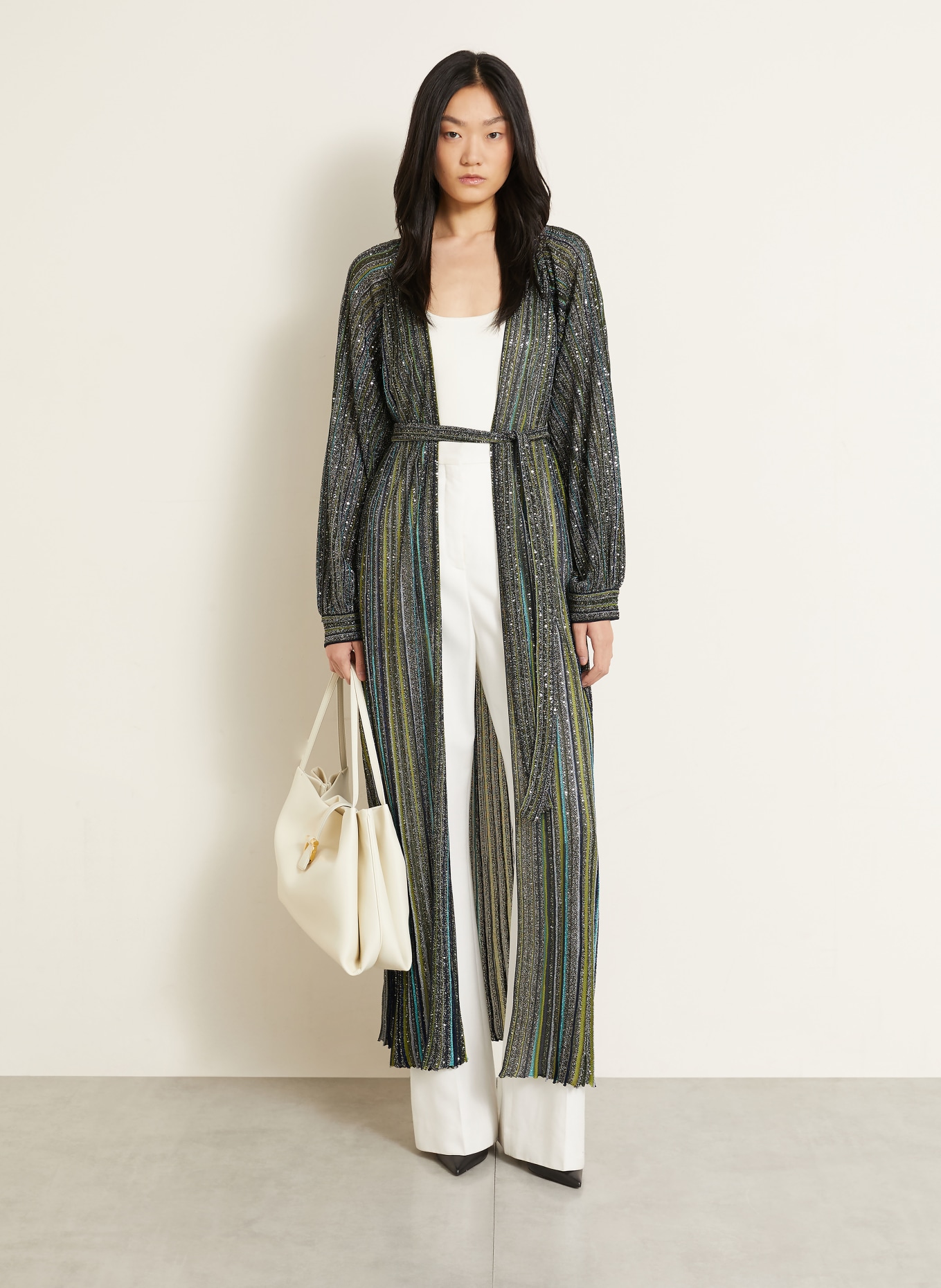 MISSONI Strickhülle mit Glitzergarn und Pailletten: SCHWARZ / GRÜN / DUNKELBLAU