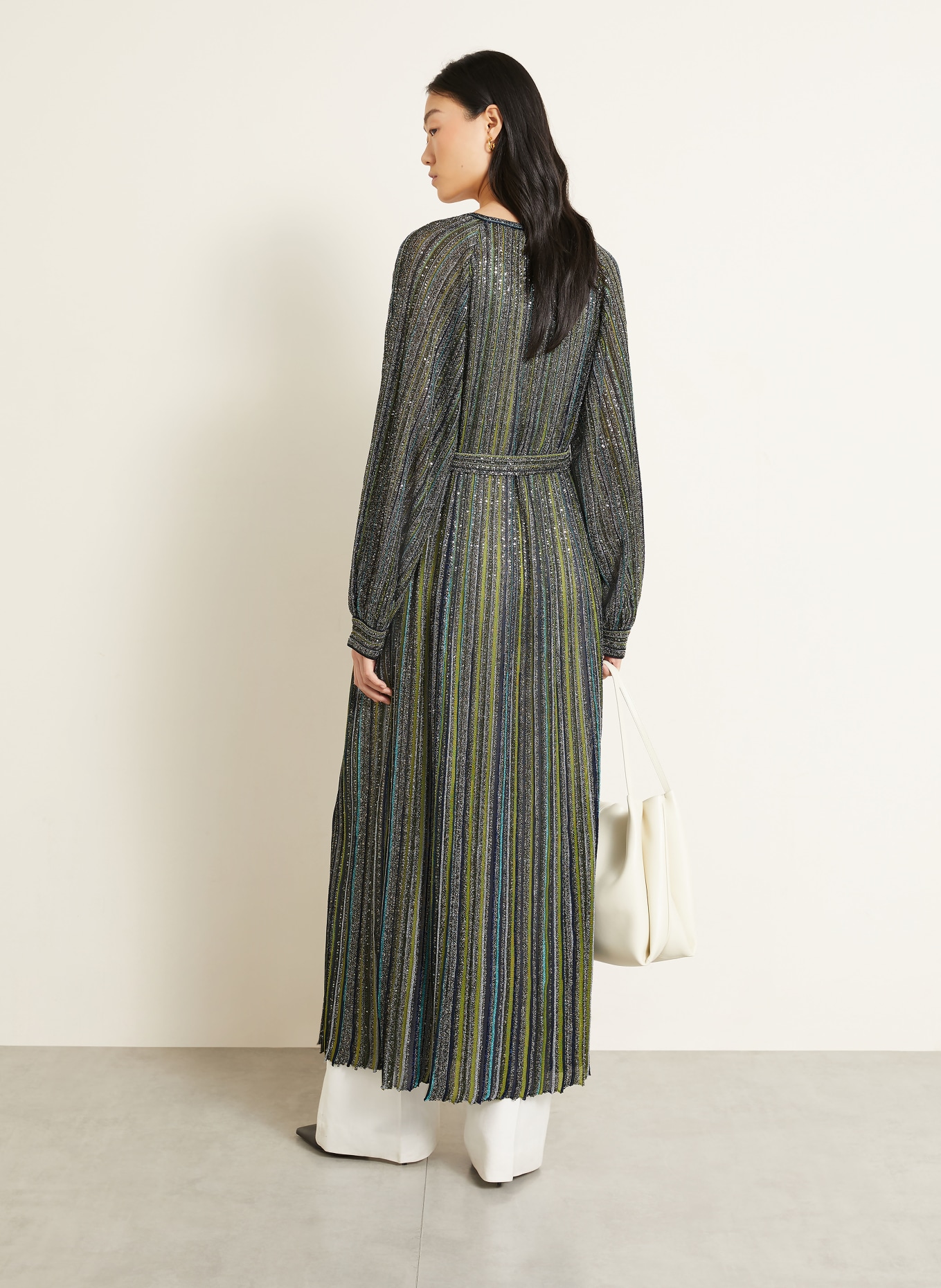 MISSONI Strickhülle mit Glitzergarn und Pailletten: SCHWARZ / GRÜN / DUNKELBLAU