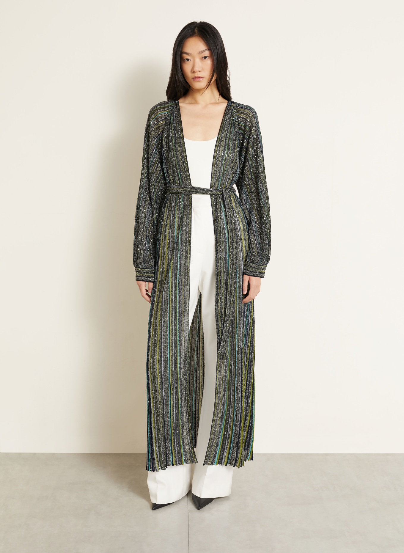 MISSONI Strickhülle mit Glitzergarn und Pailletten: SCHWARZ / GRÜN / DUNKELBLAU
