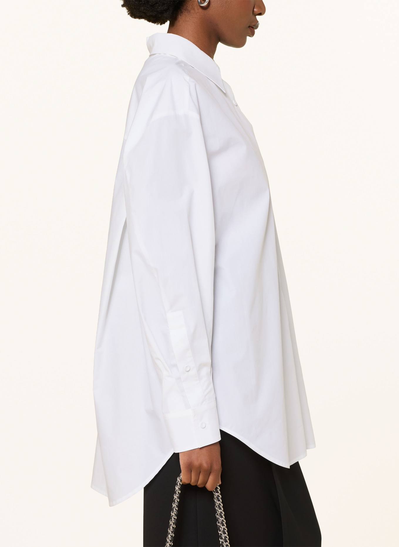 EMPORIO ARMANI Oversized-skjortblus: VIT