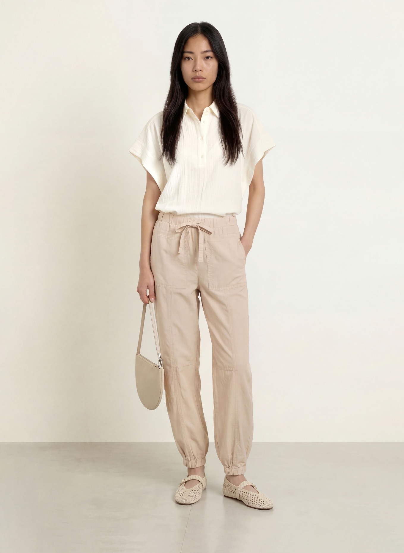 OPUS PANTS MUCIA-broek in joggingstijl: BEIGE