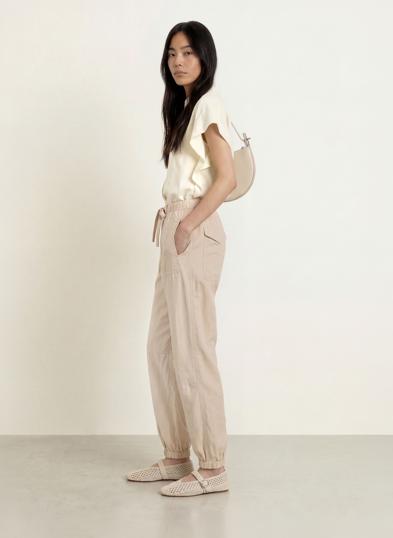 OPUS PANTS MUCIA-broek in joggingstijl: BEIGE
