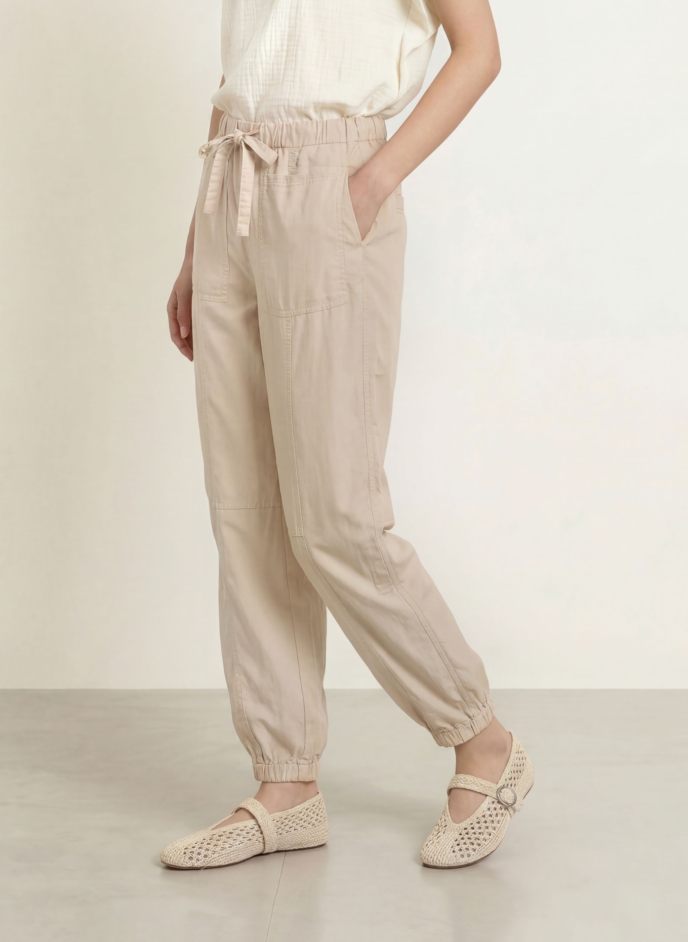 OPUS PANTS MUCIA-broek in joggingstijl: BEIGE
