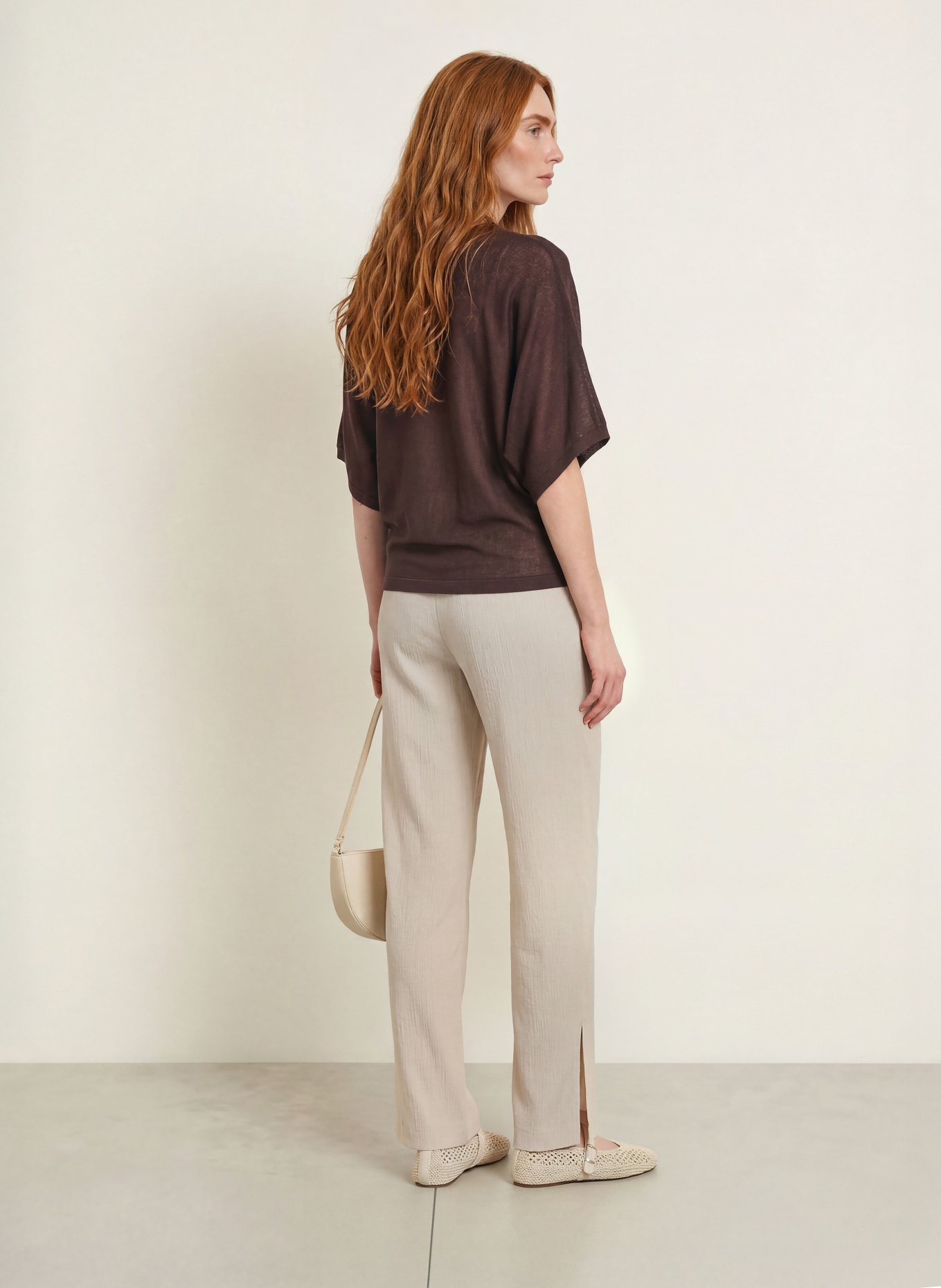 OPUS PANTS Wide-leg trousers MUCIA MOSS: ECRU