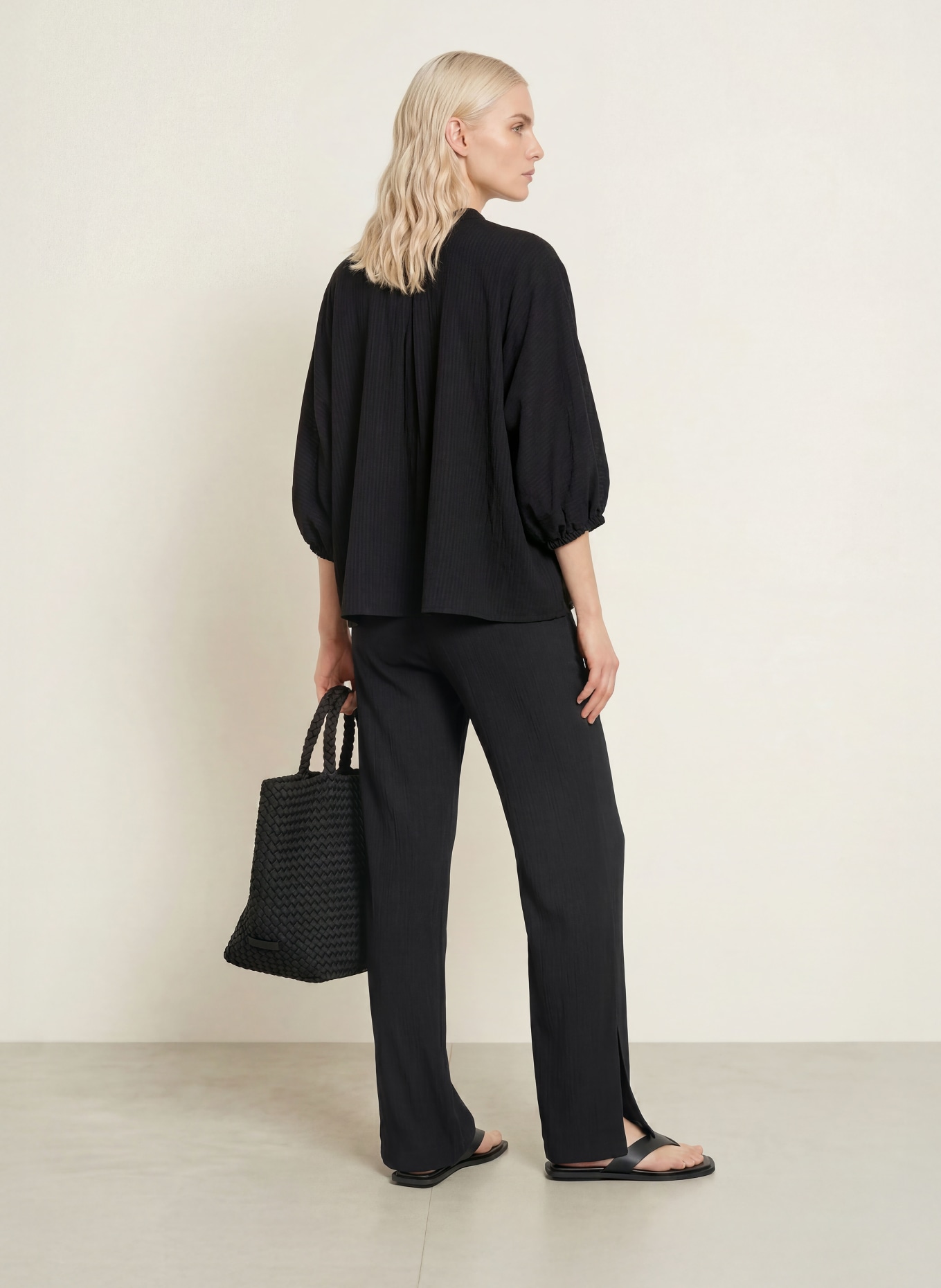 OPUS PANTS Wide-leg trousers MUCIA MOSS: BLACK
