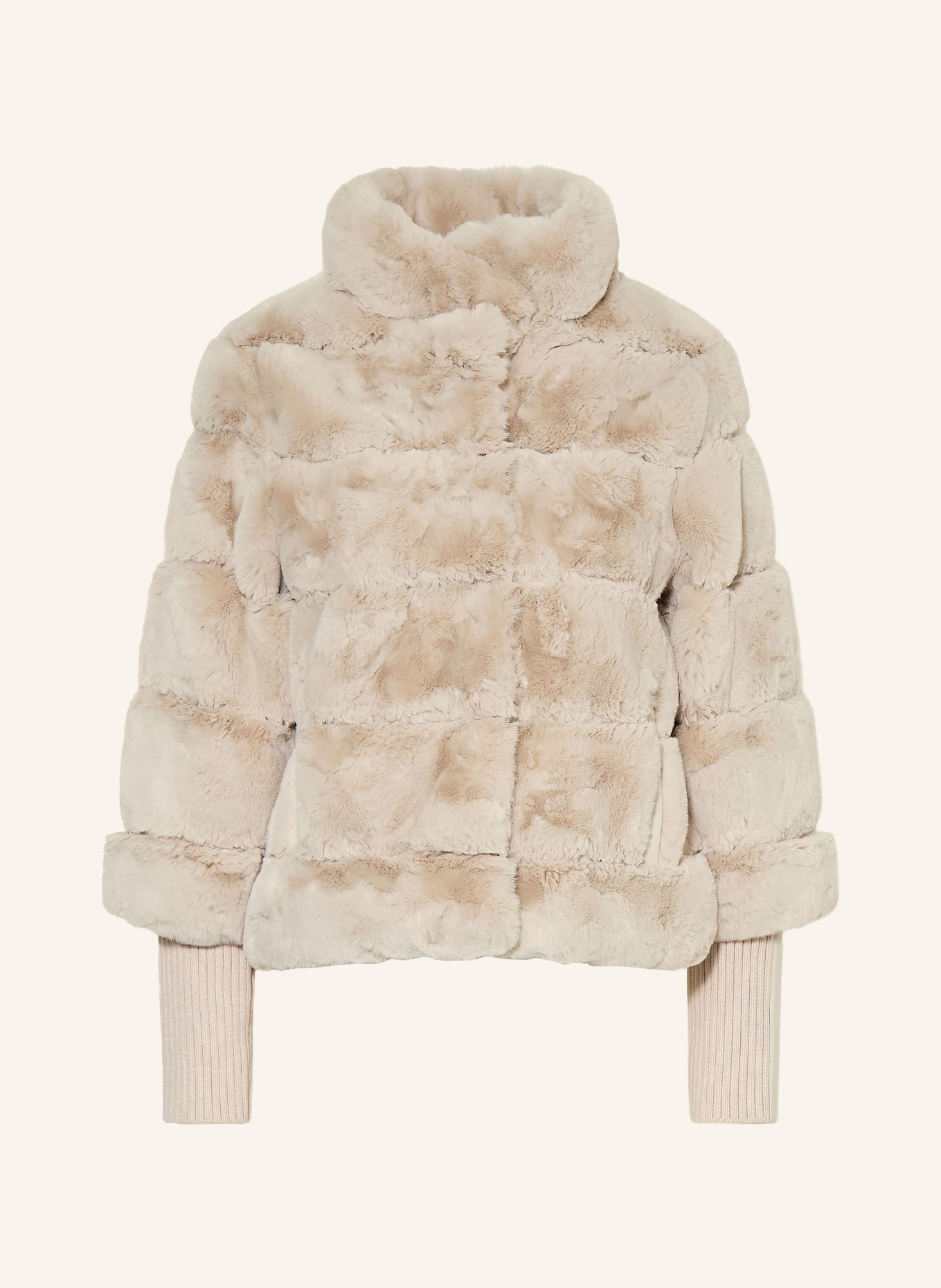RINO & PELLE Kunstfell-Jacke im Materialmix: BEIGE