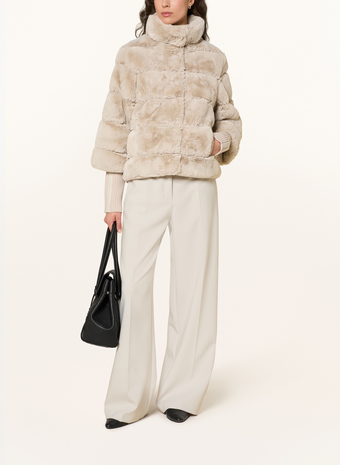 RINO & PELLE Kunstfell-Jacke im Materialmix: BEIGE