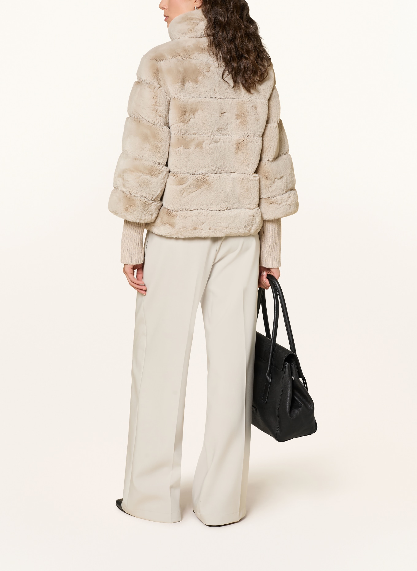 RINO & PELLE Kunstfell-Jacke im Materialmix: BEIGE