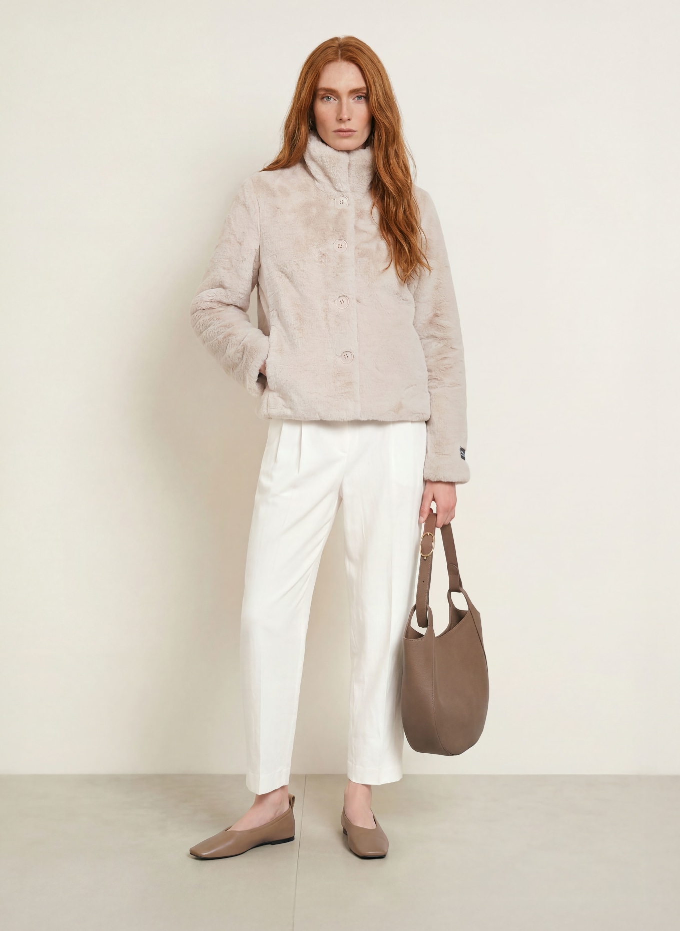 RINO & PELLE Faux fur jacket: CREAM
