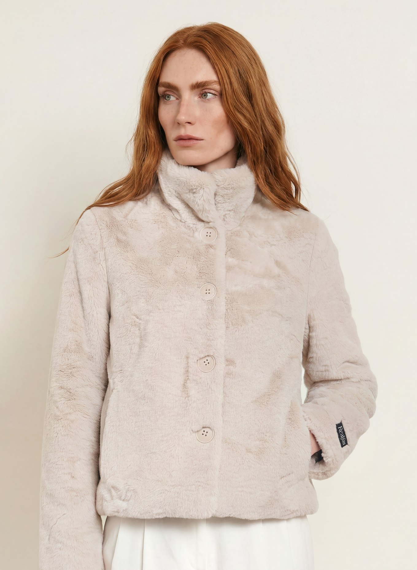 RINO & PELLE Faux fur jacket: CREAM