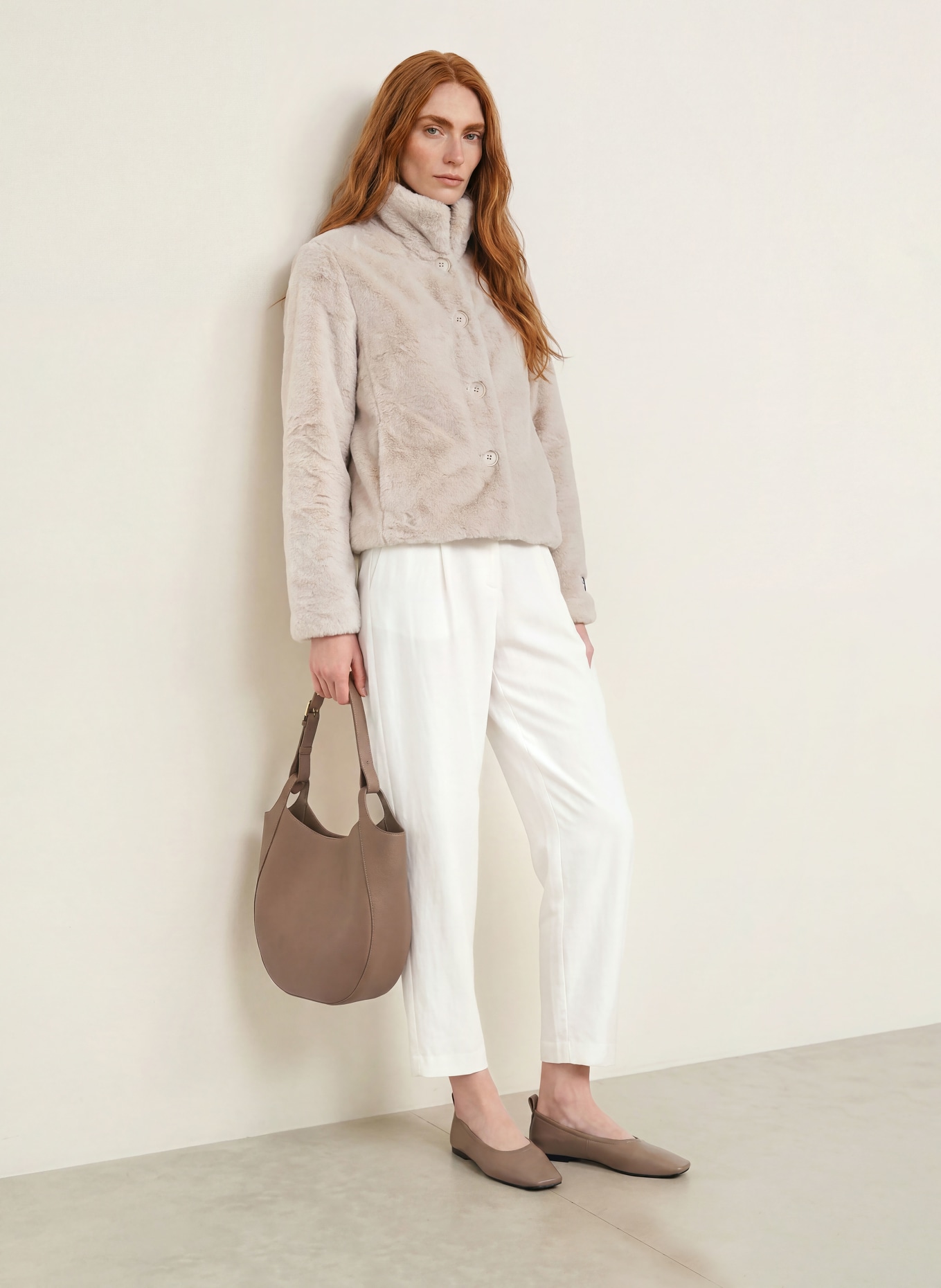 RINO & PELLE Faux fur jacket: CREAM