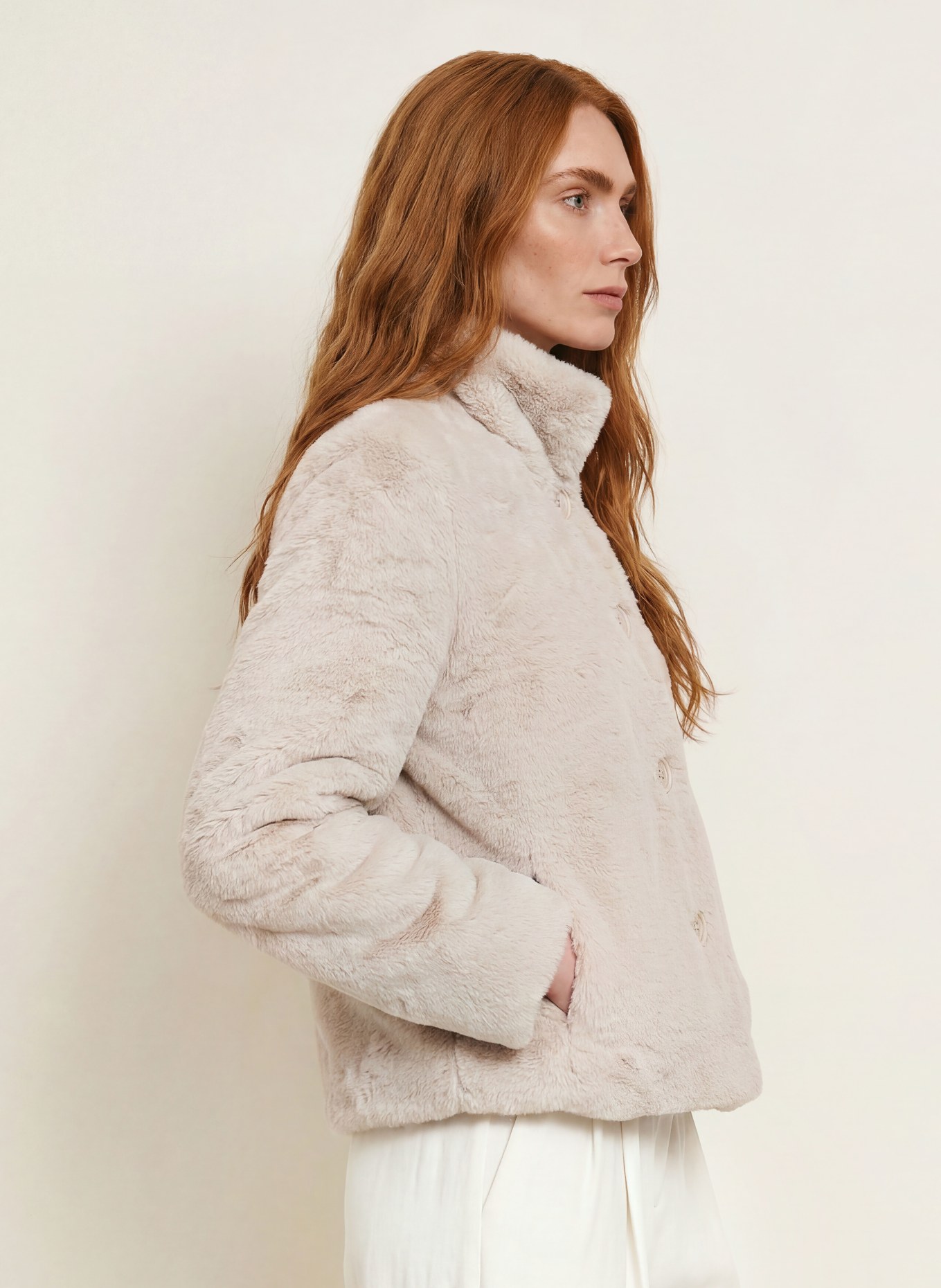 RINO & PELLE Faux fur jacket: CREAM