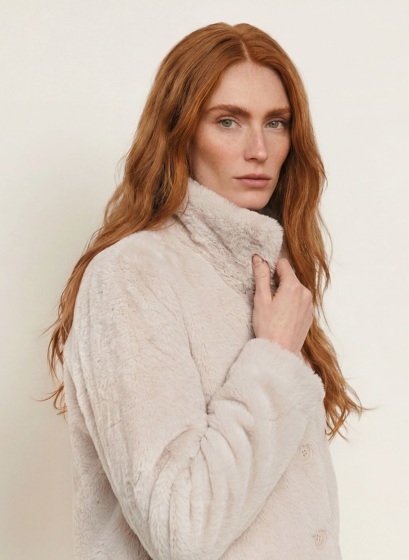 RINO & PELLE Faux fur jacket: CREAM
