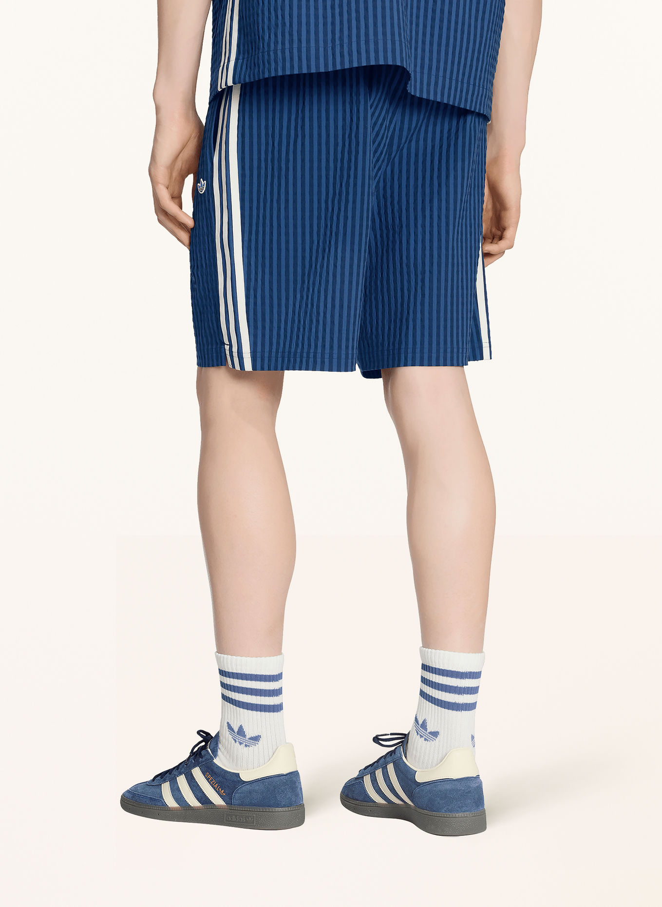adidas Originals RESORT S Shorts with Braid Stripes: BLUE / ECRU / DARK BLUE