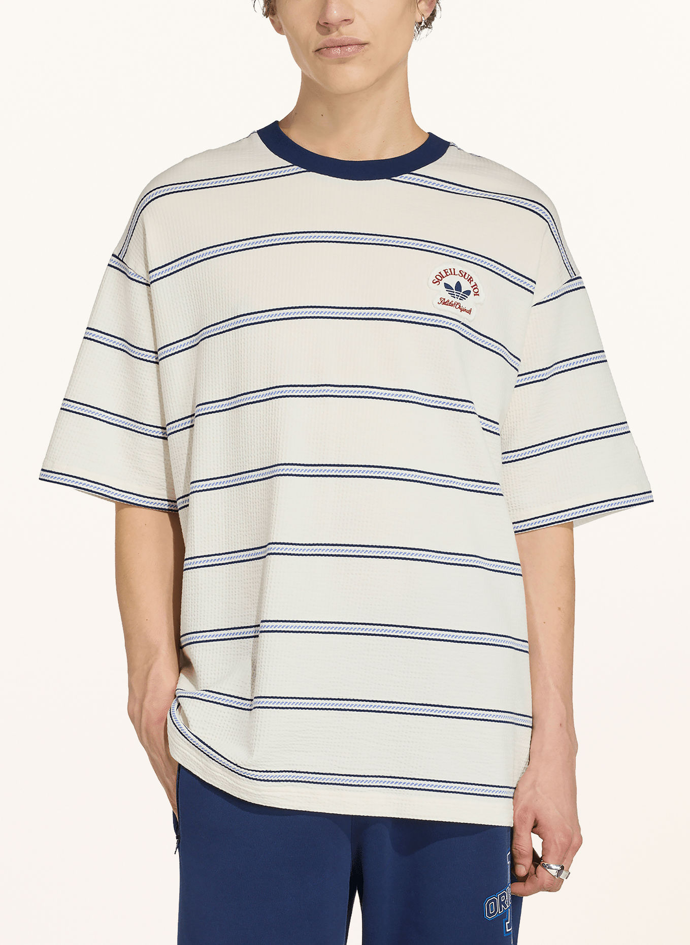 adidas Originals T-Shirt RESORT S: ECRU / DUNKELBLAU / BLAU