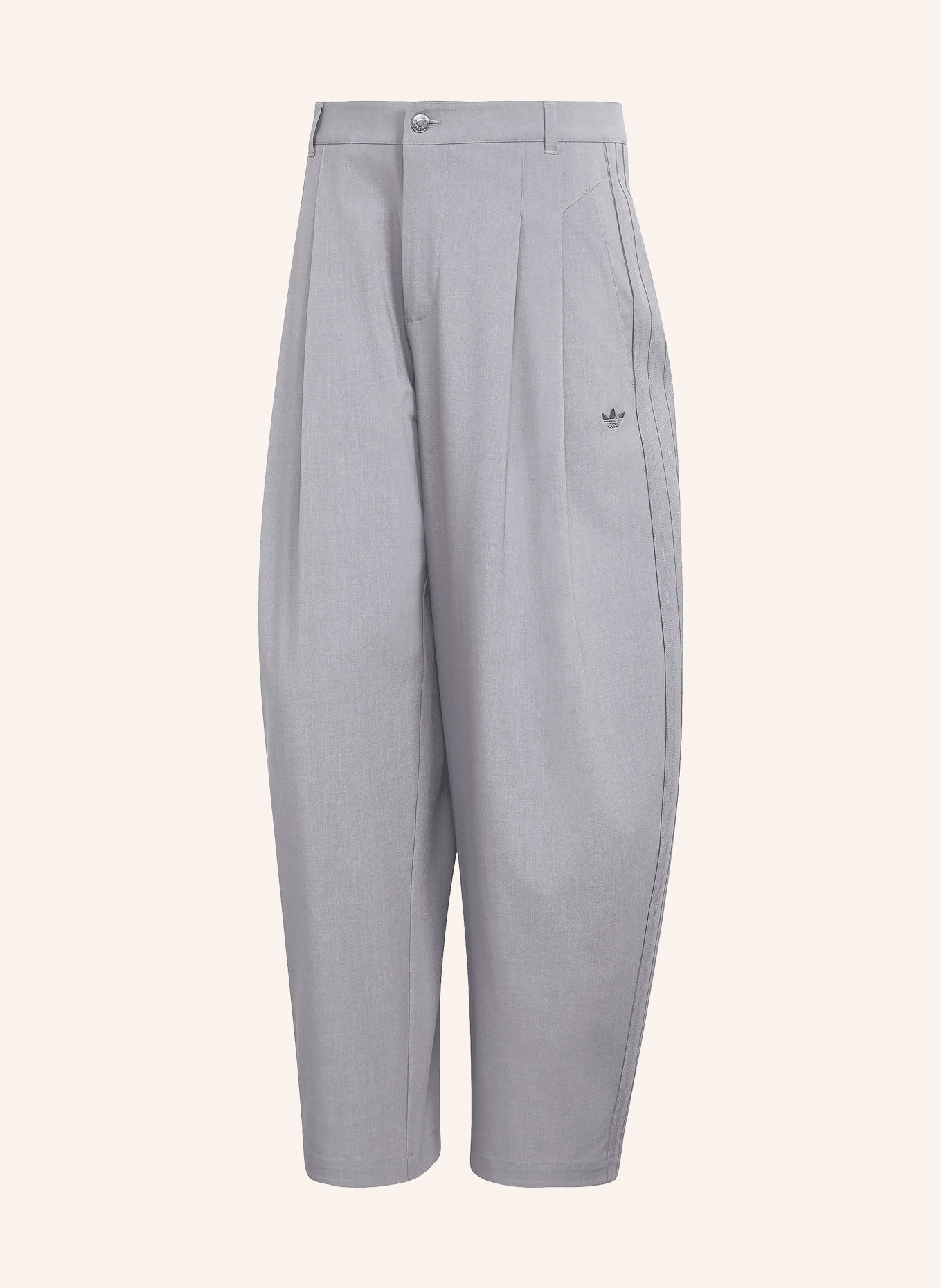 adidas Originals Oversized-Fit Trousers with Braided Trim: GRAY