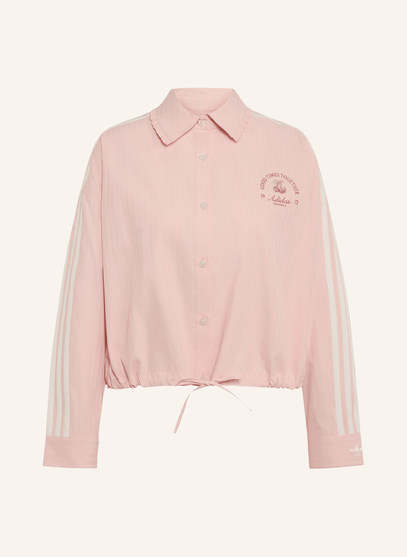 adidas Originals Košilová halenka SPORTS SHIRT LS: SVĚTLE RŮŽOVÁ / KRÉMOVÁ