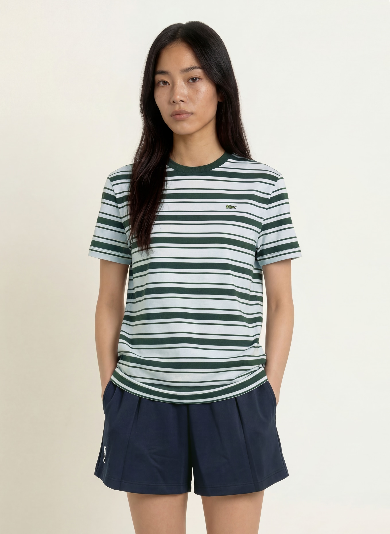 LACOSTE T-shirt: LIGHT BLUE / DARK GREEN / WHITE