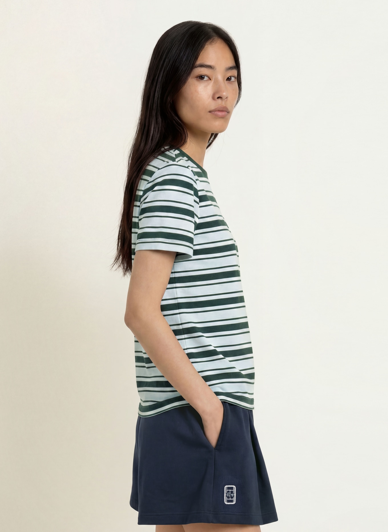 LACOSTE T-shirt: LIGHT BLUE / DARK GREEN / WHITE