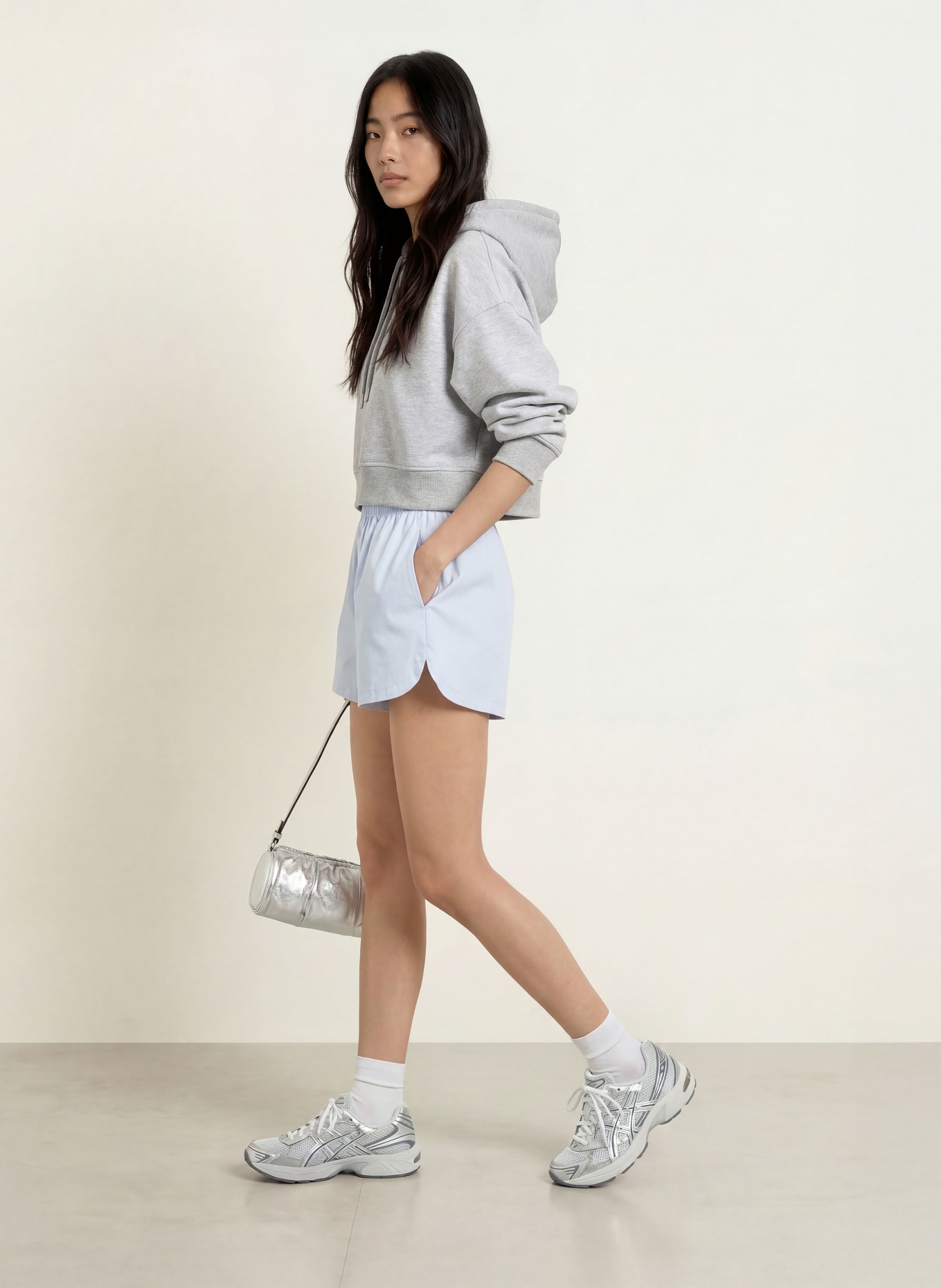 LACOSTE Bluza z kapturem oversize: SZARY