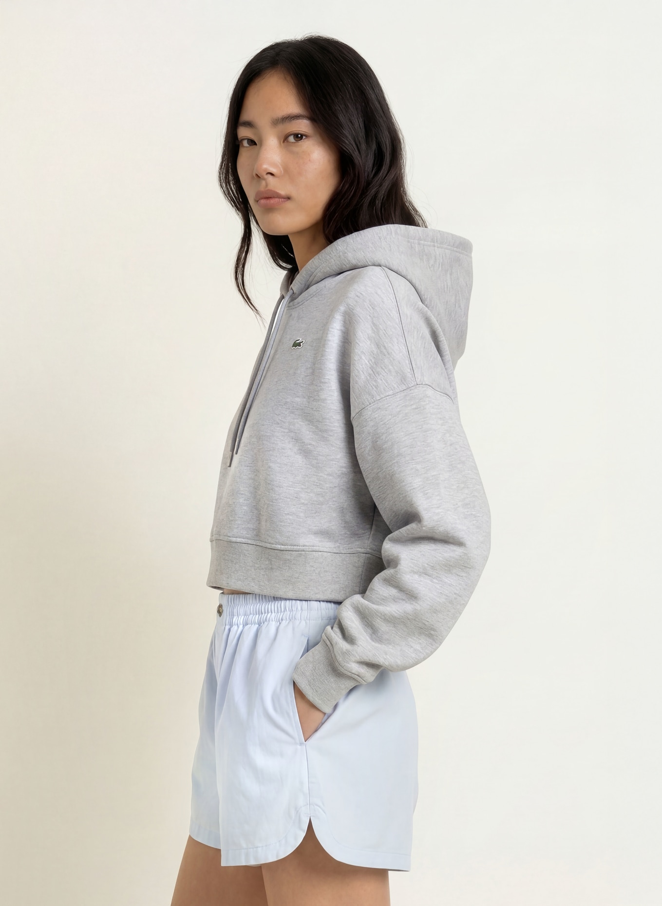 LACOSTE Bluza z kapturem oversize: SZARY