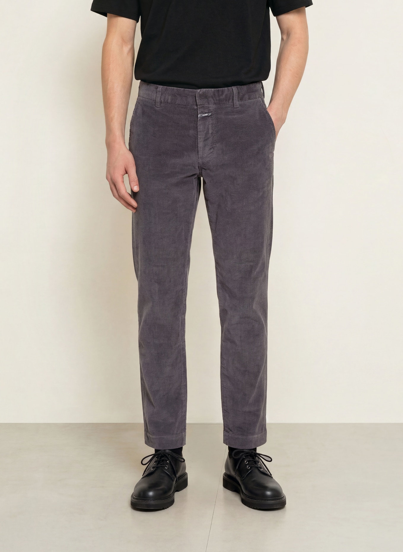 CLOSED CLIFTON Slim Fit Cord Pants: BLUE GRAY