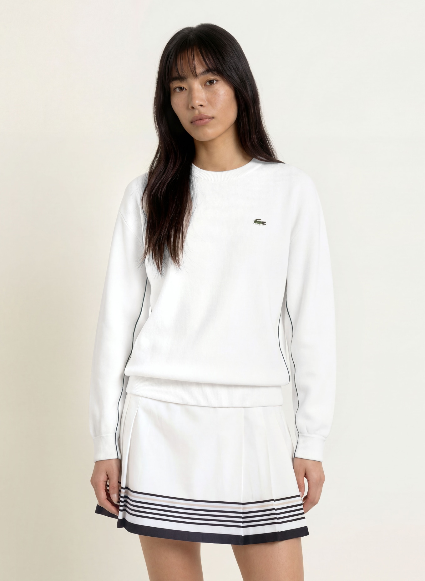 LACOSTE Pulovere: ALB / VERDE ÎNCHIS