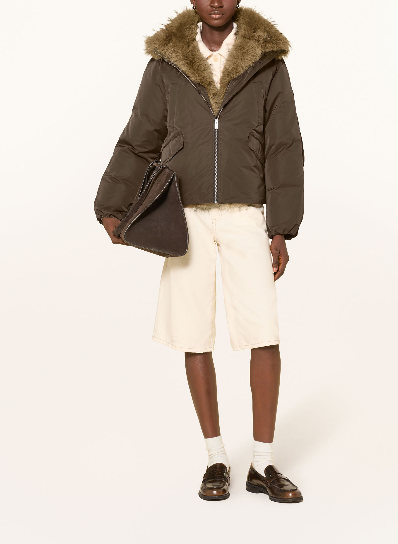 darling harbour Jakke med kunstpels: KHAKI