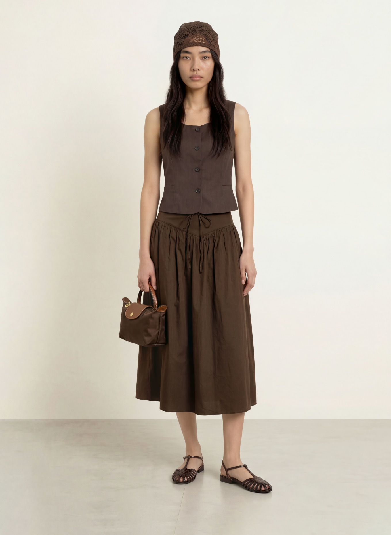 NEO NOIR Jupe ANAIS: MARRON FONCÉ