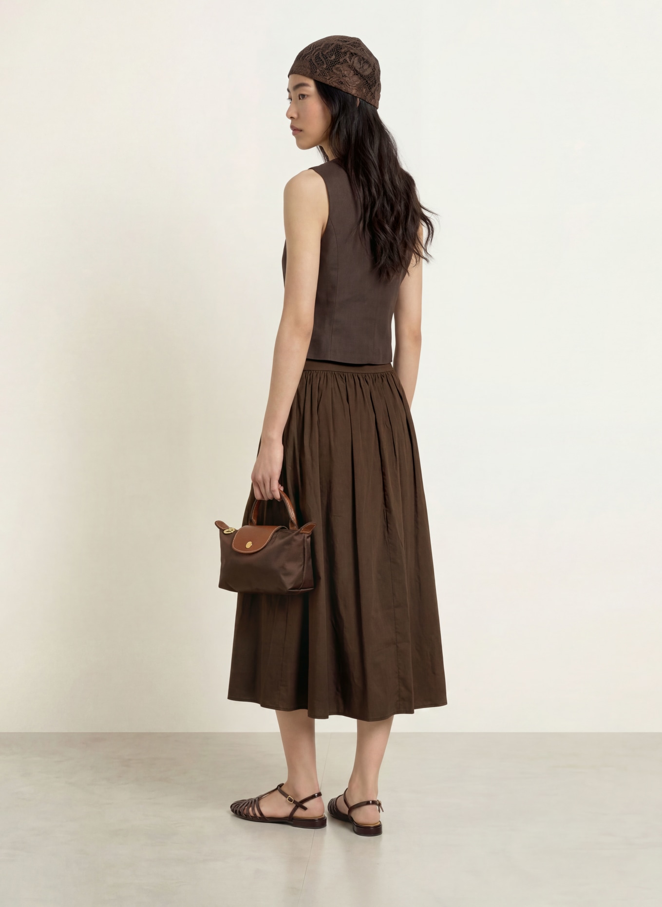 NEO NOIR Jupe ANAIS: MARRON FONCÉ