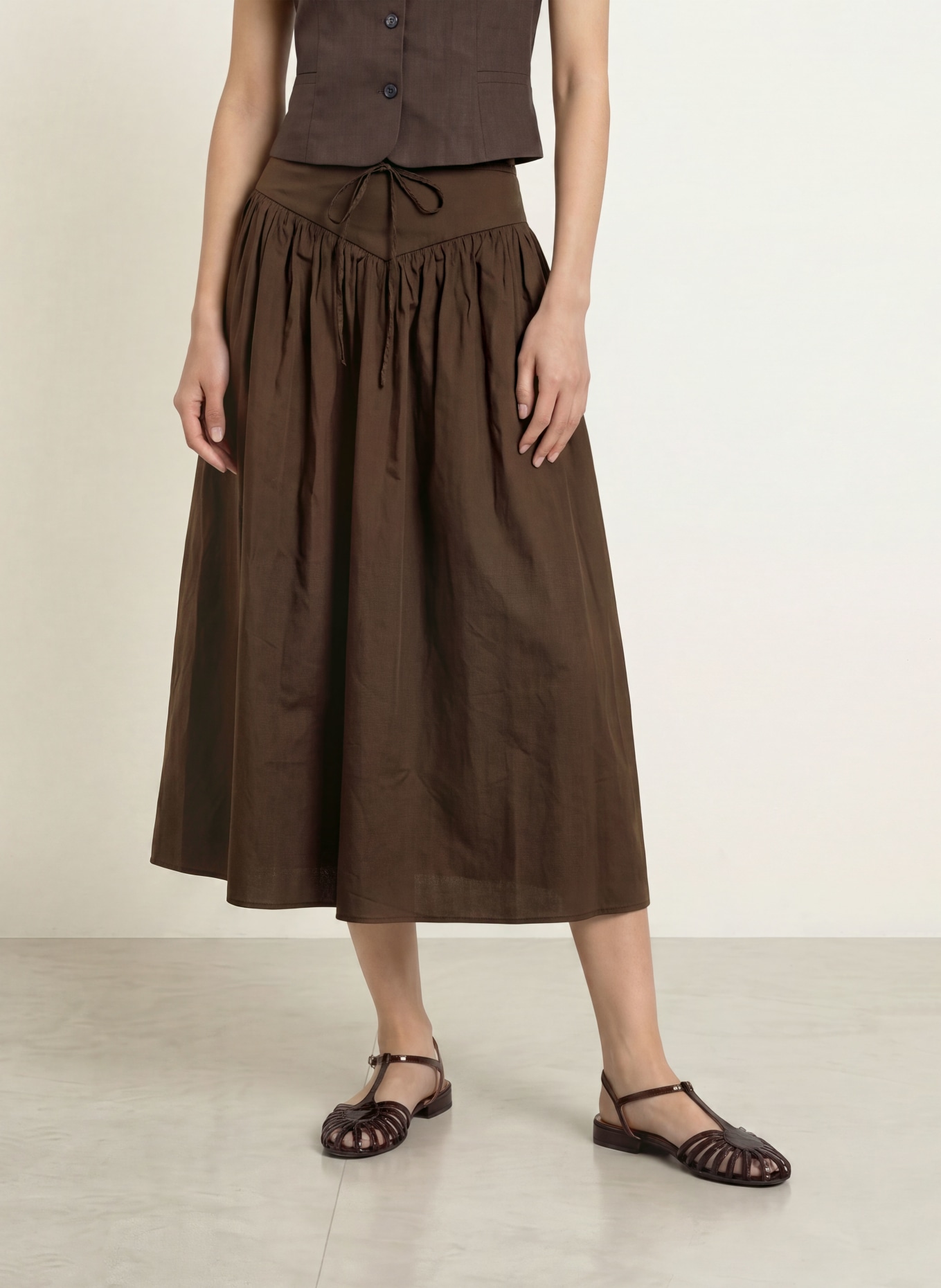NEO NOIR Jupe ANAIS: MARRON FONCÉ