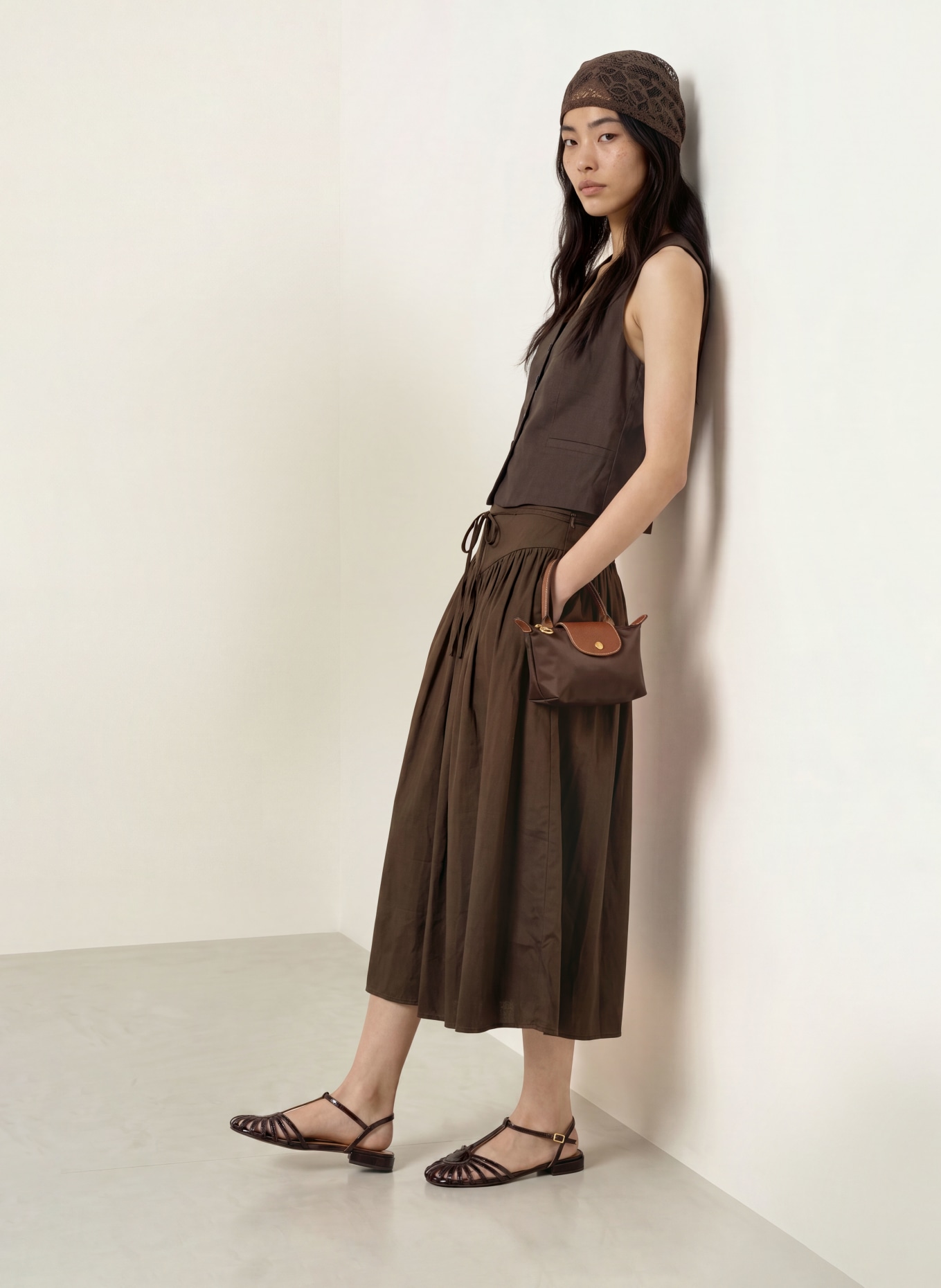 NEO NOIR Jupe ANAIS: MARRON FONCÉ
