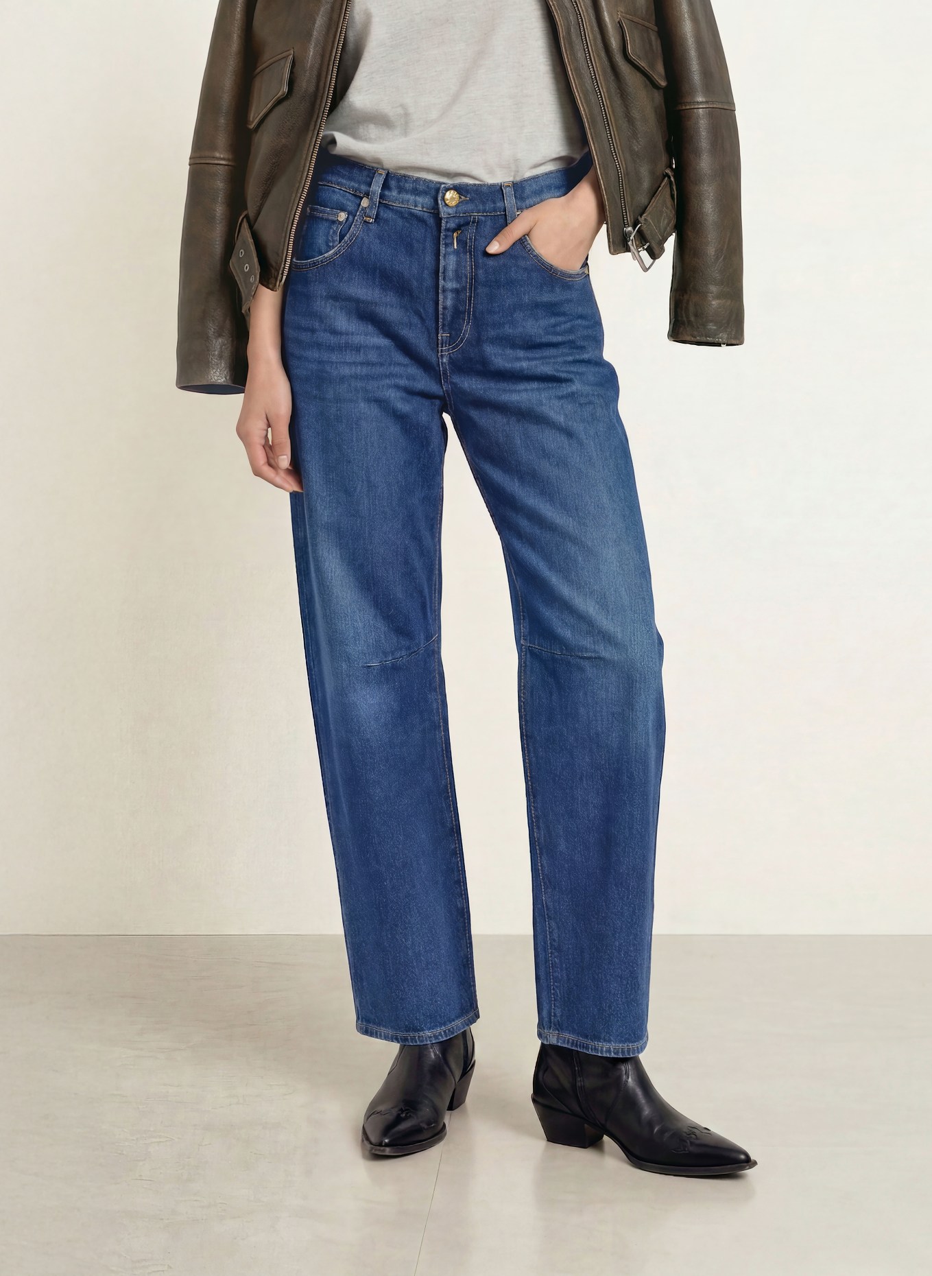REPLAY Barrel Jeans JANIE: C007 DARK BLUE