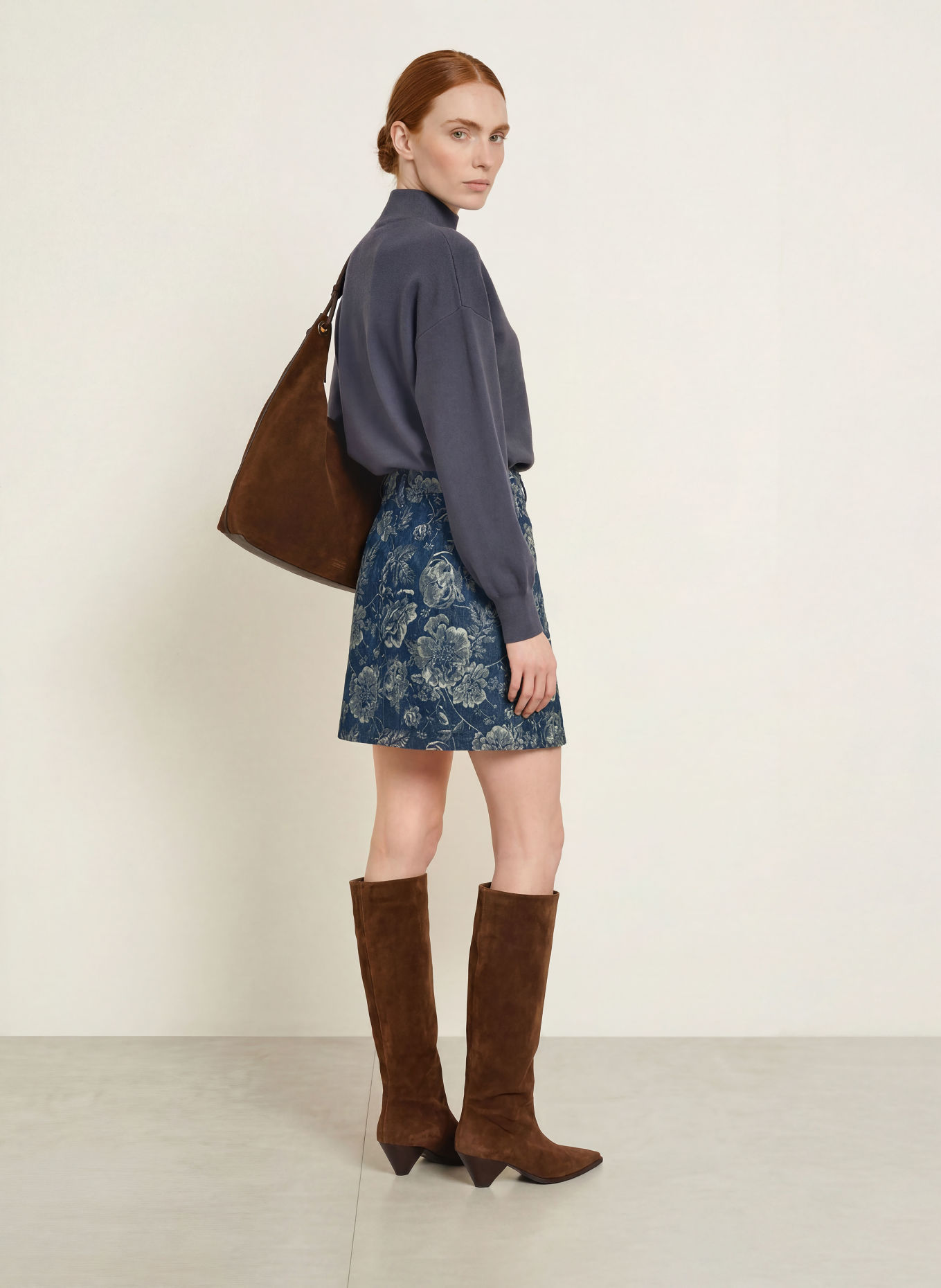 MSCH COPENHAGEN MSCHTITA wrap skirt made of jacquard: DARK BLUE