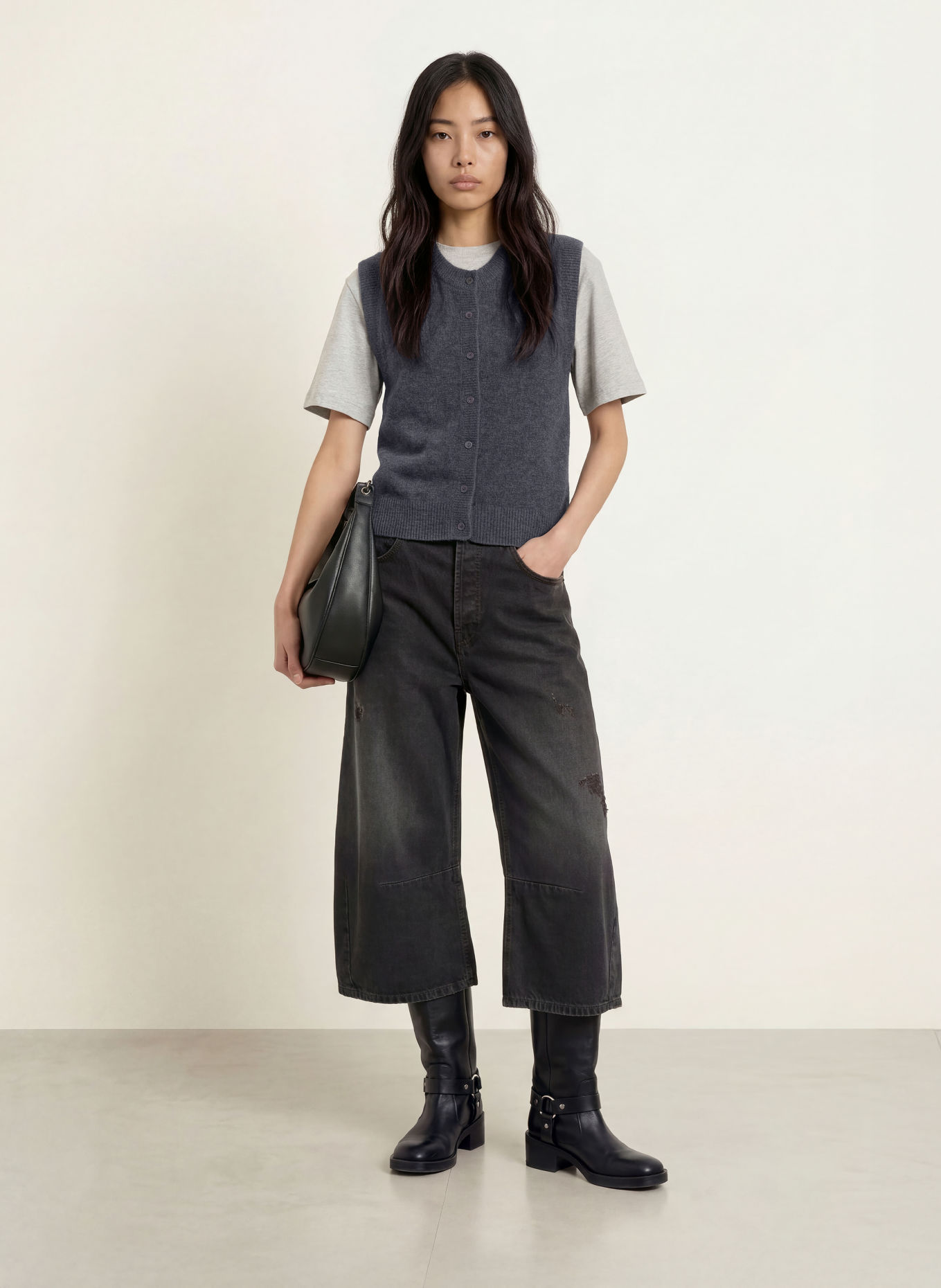 MSCH COPENHAGEN MSCHBONDIE Knit Vest: DARK GRAY
