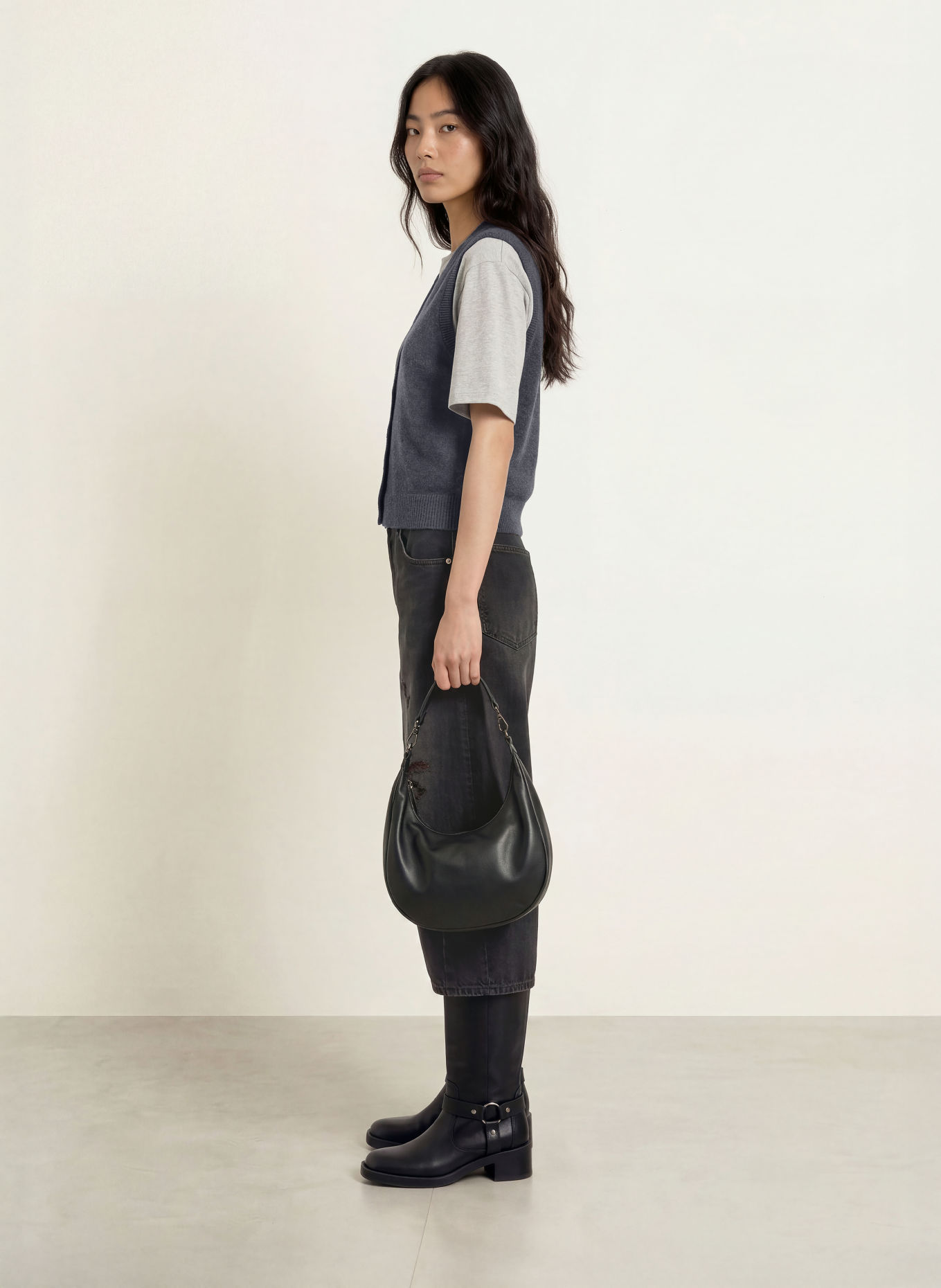 MSCH COPENHAGEN MSCHBONDIE Knit Vest: DARK GRAY