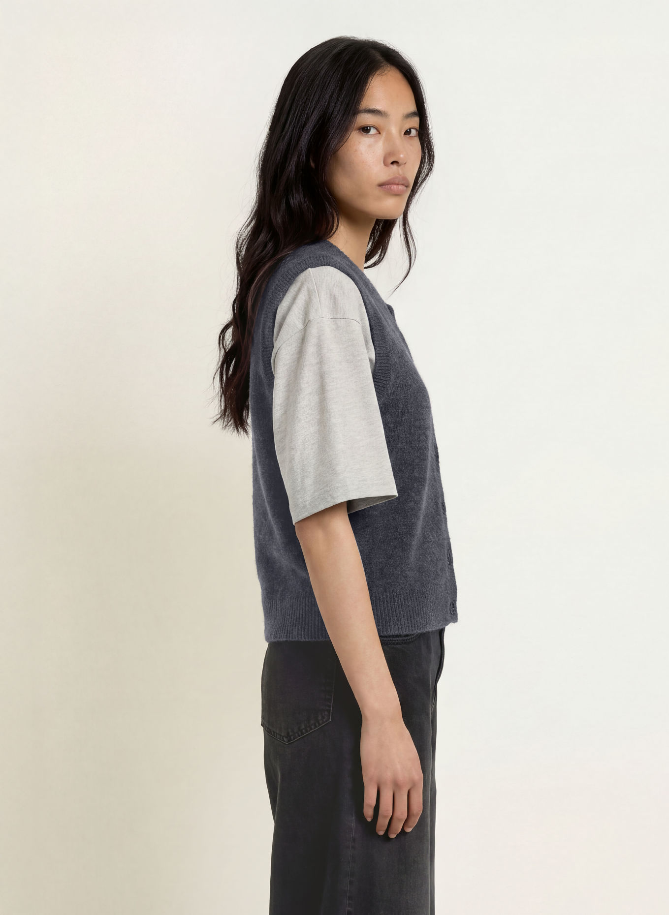 MSCH COPENHAGEN MSCHBONDIE Knit Vest: DARK GRAY