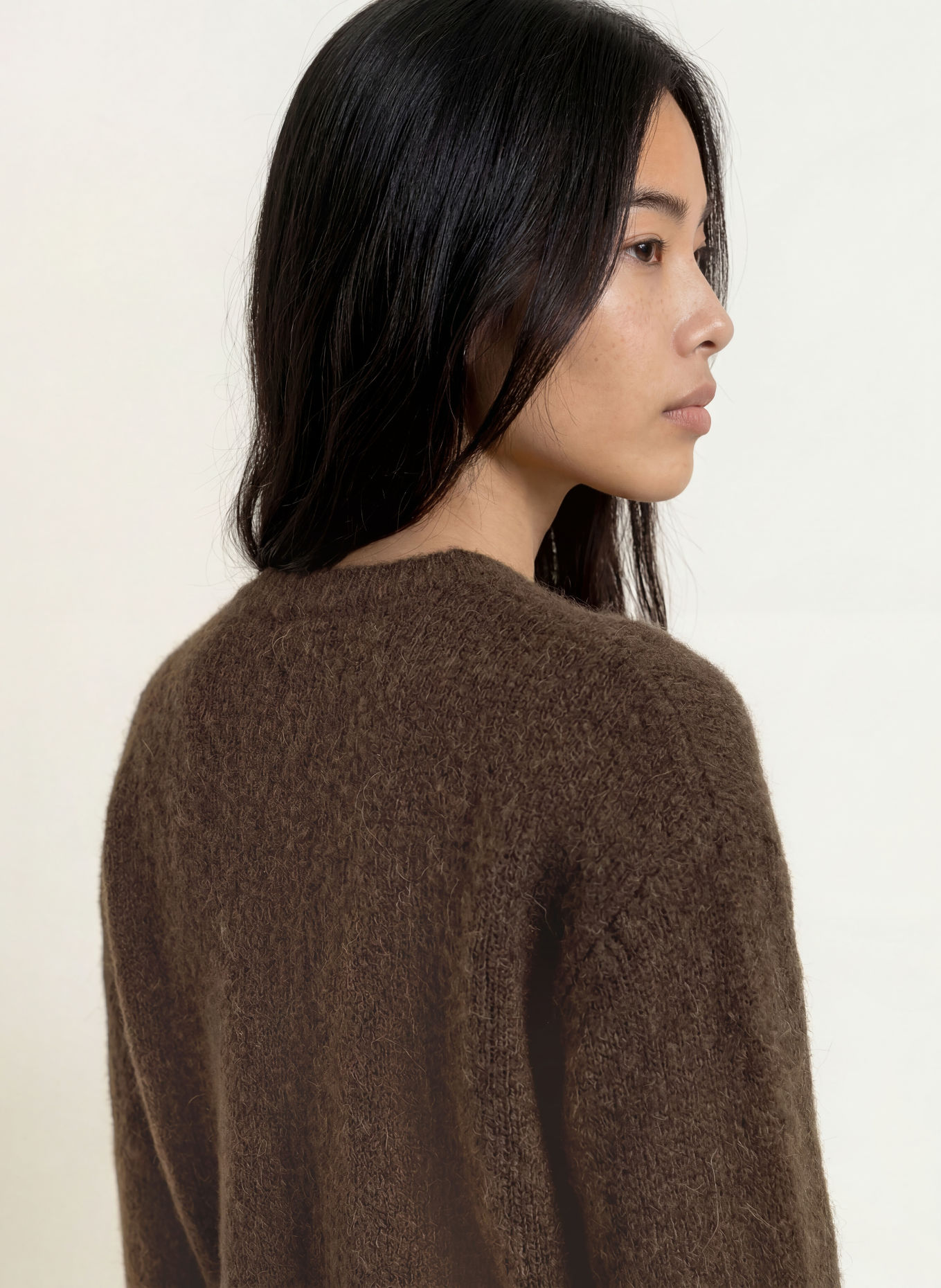 MSCH COPENHAGEN Trui MSCHBONDIE HOPE met wikkel-look: MARRON FONCÉ