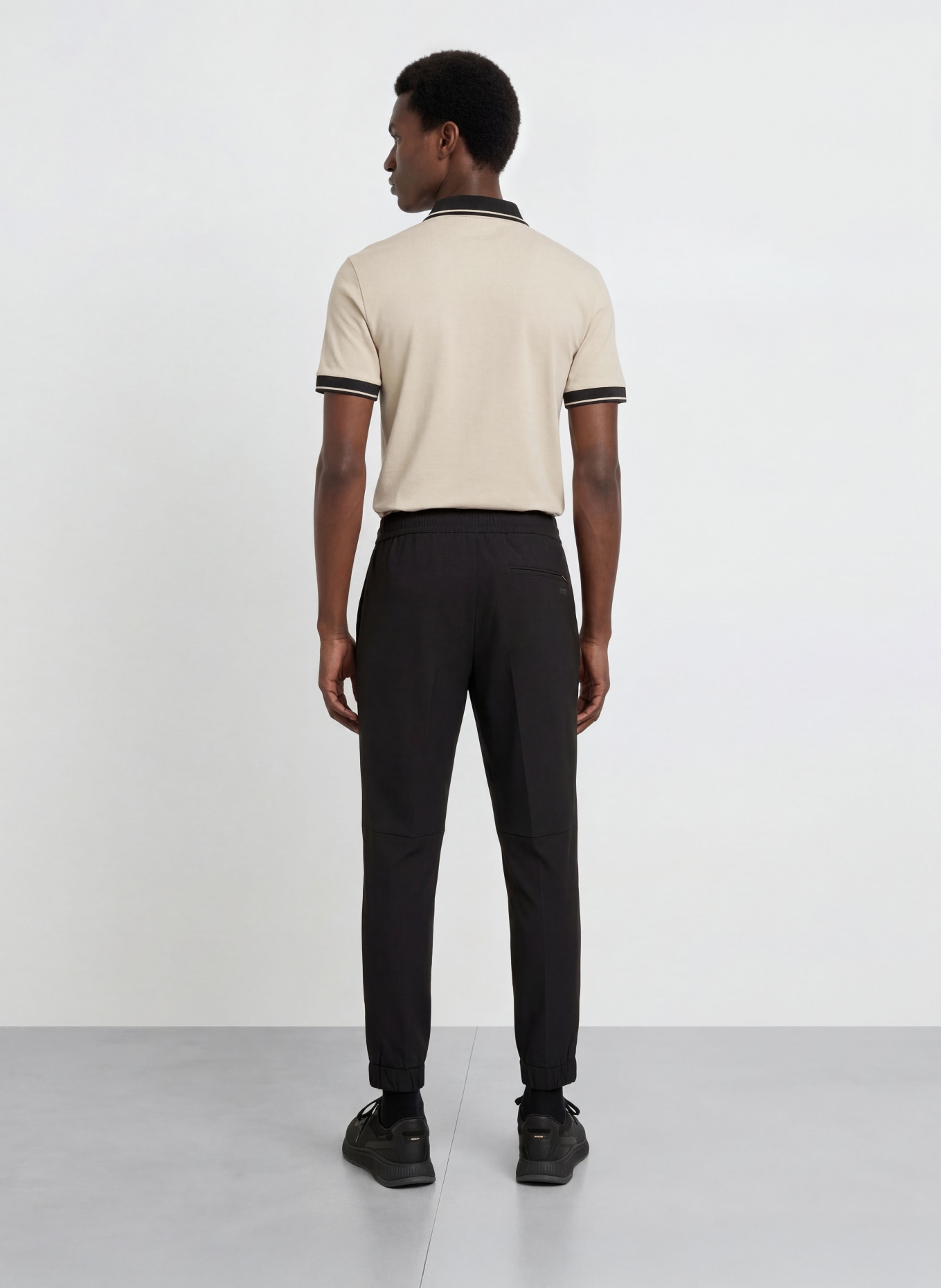 BOSS Jersey-polotröja NETWORK Slim Fit: BEIGE / SVART