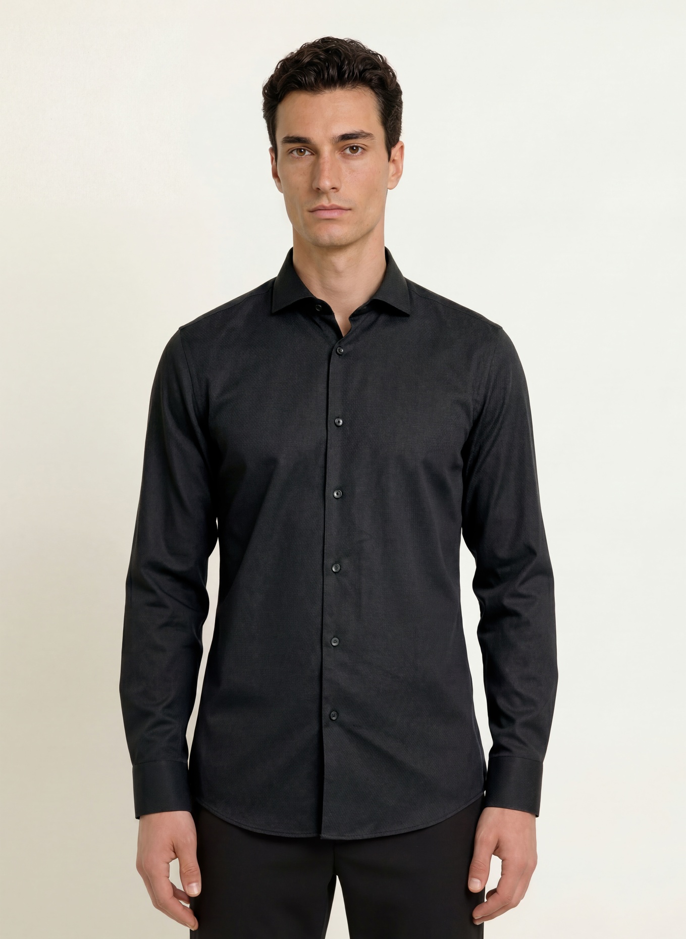 BOSS Overhemd HANK Slim Fit: ZWART